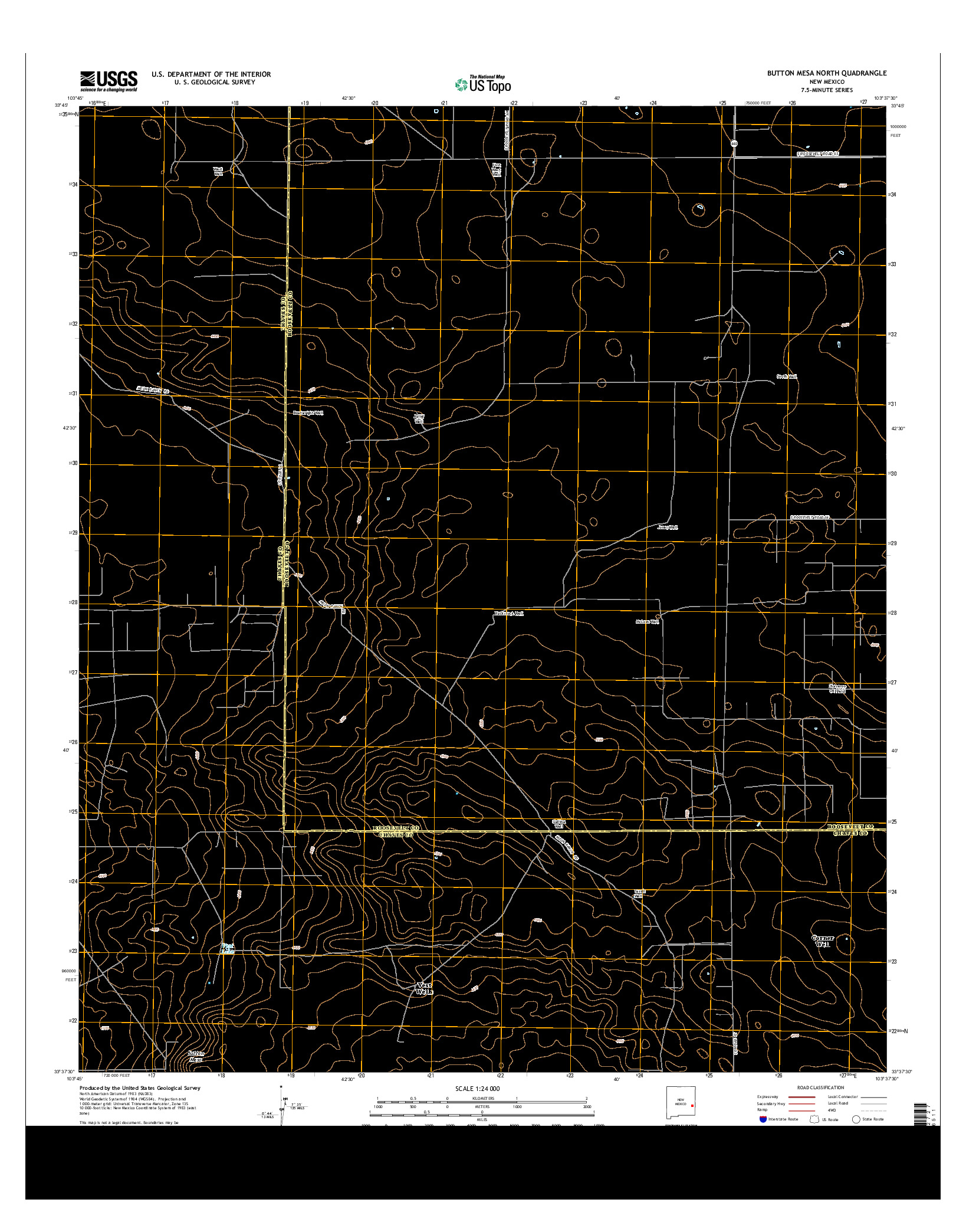 USGS US TOPO 7.5-MINUTE MAP FOR BUTTON MESA NORTH, NM 2013