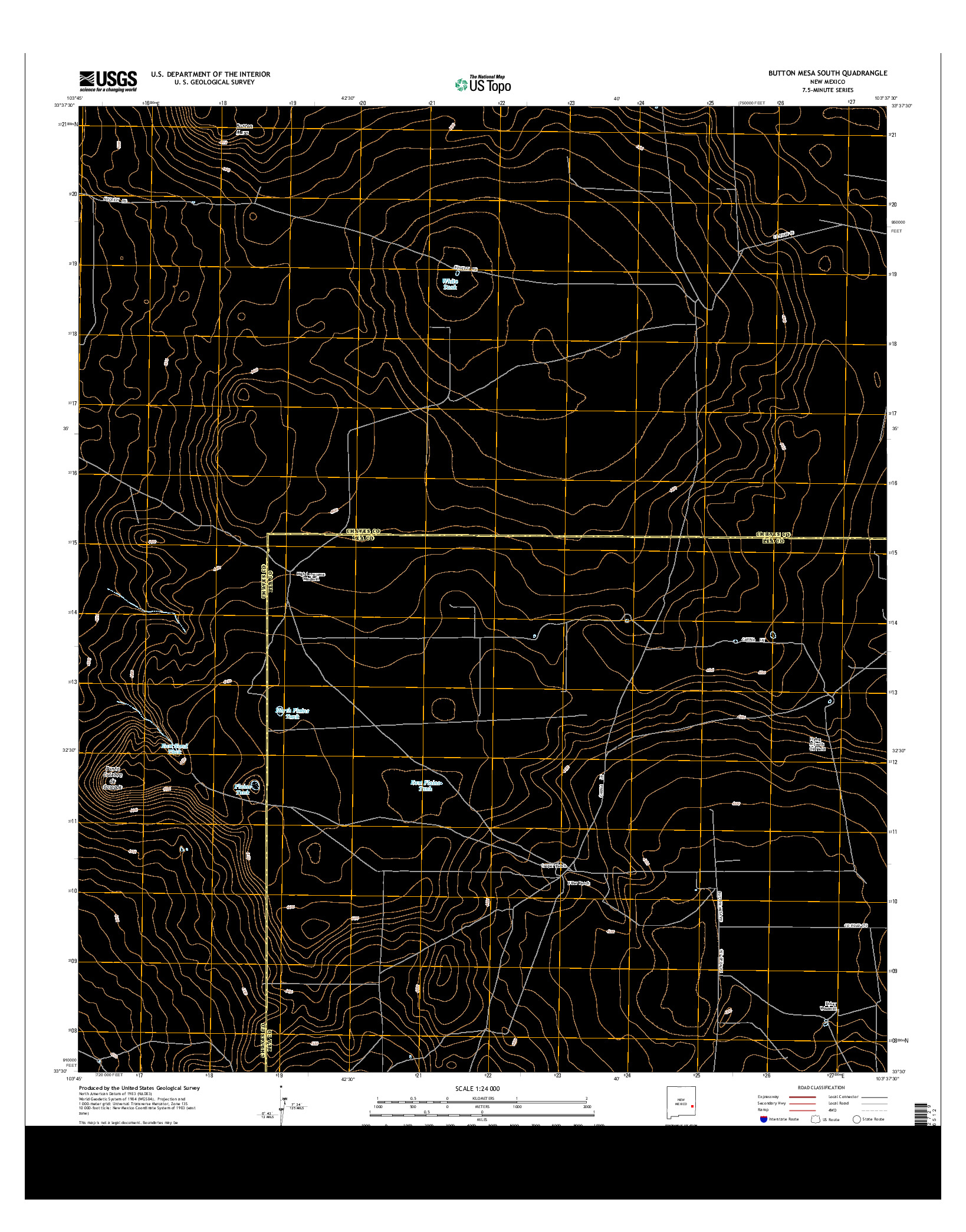 USGS US TOPO 7.5-MINUTE MAP FOR BUTTON MESA SOUTH, NM 2013