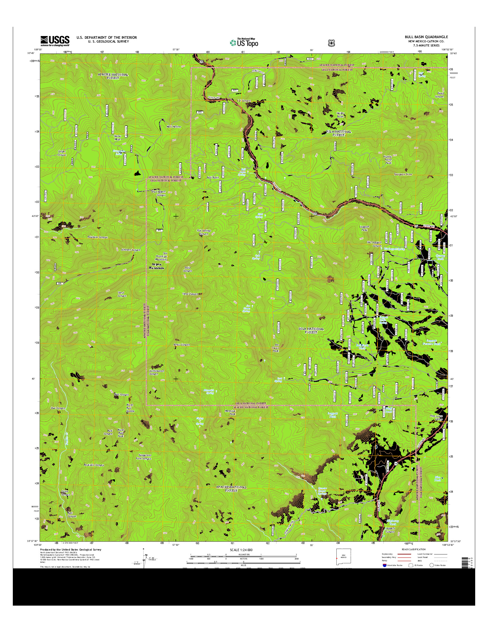 USGS US TOPO 7.5-MINUTE MAP FOR BULL BASIN, NM 2013