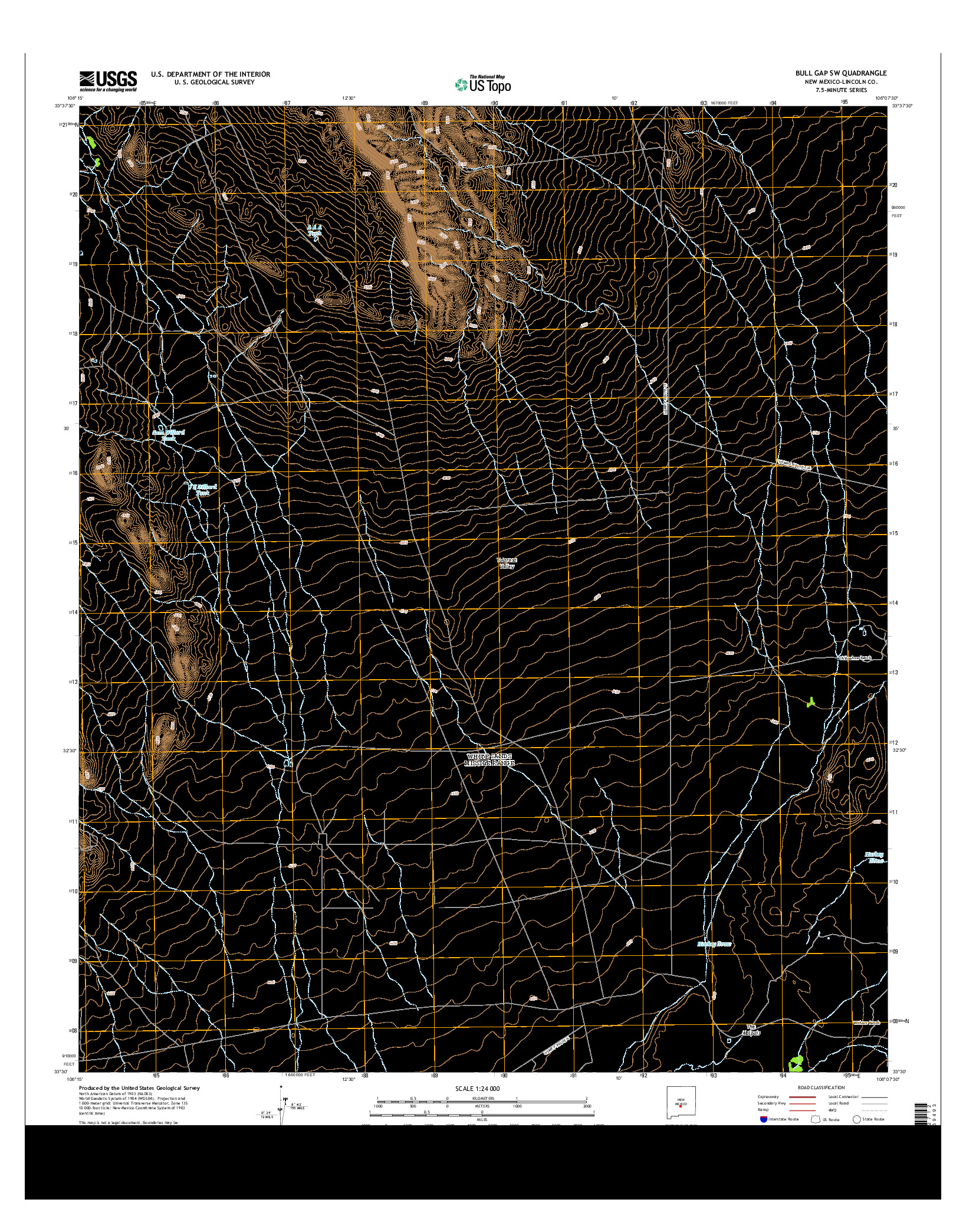 USGS US TOPO 7.5-MINUTE MAP FOR BULL GAP SW, NM 2013