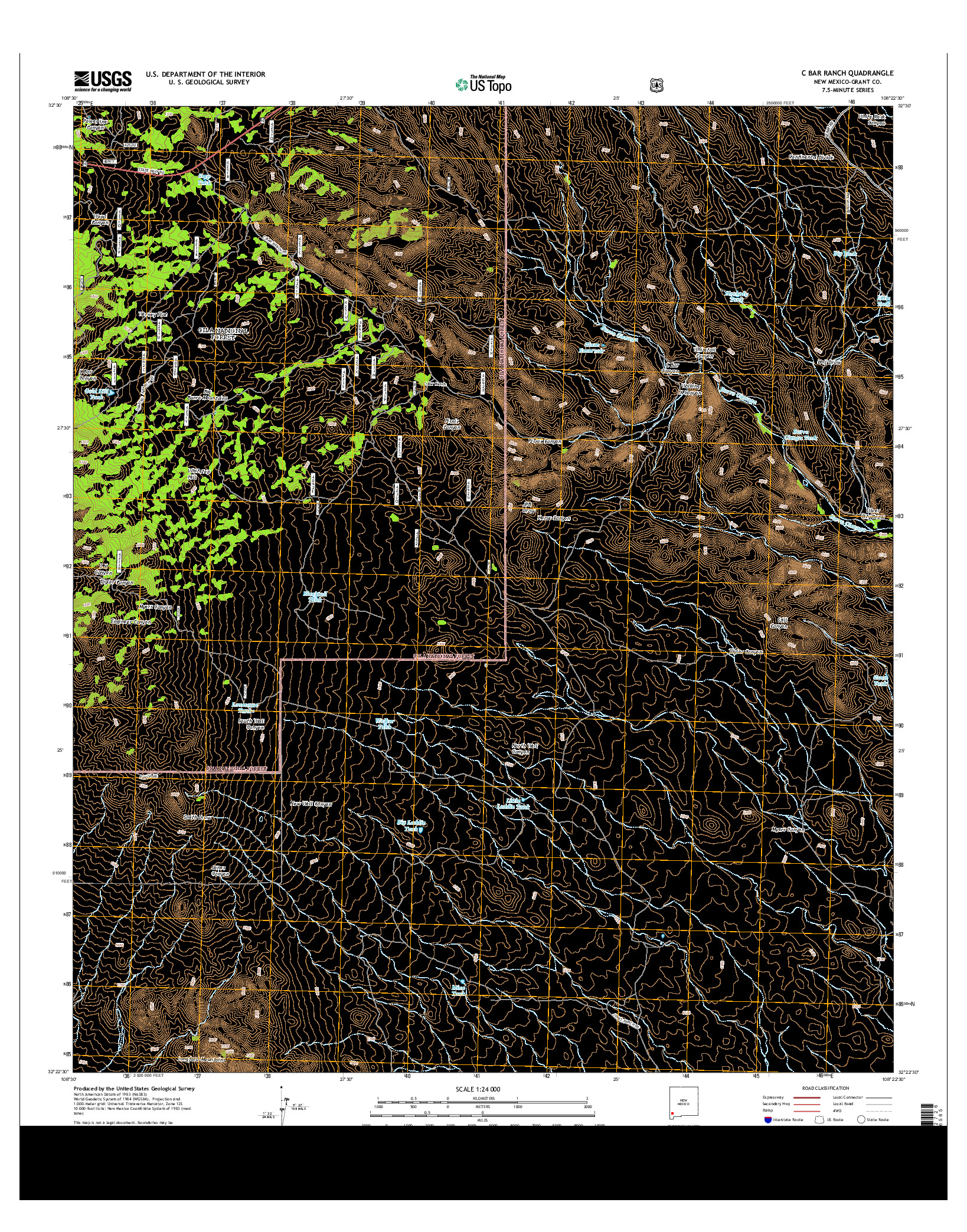 USGS US TOPO 7.5-MINUTE MAP FOR C BAR RANCH, NM 2013