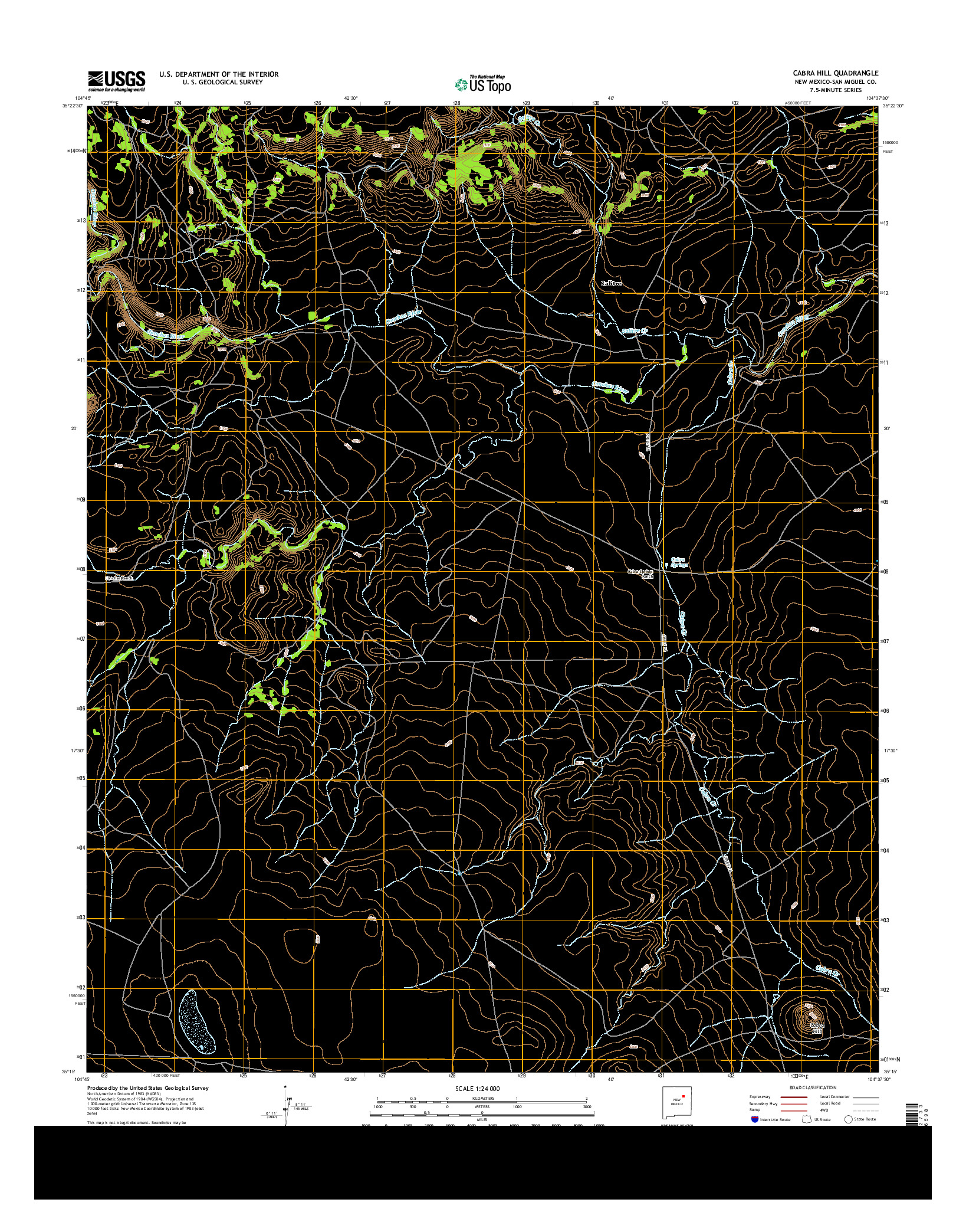 USGS US TOPO 7.5-MINUTE MAP FOR CABRA HILL, NM 2013