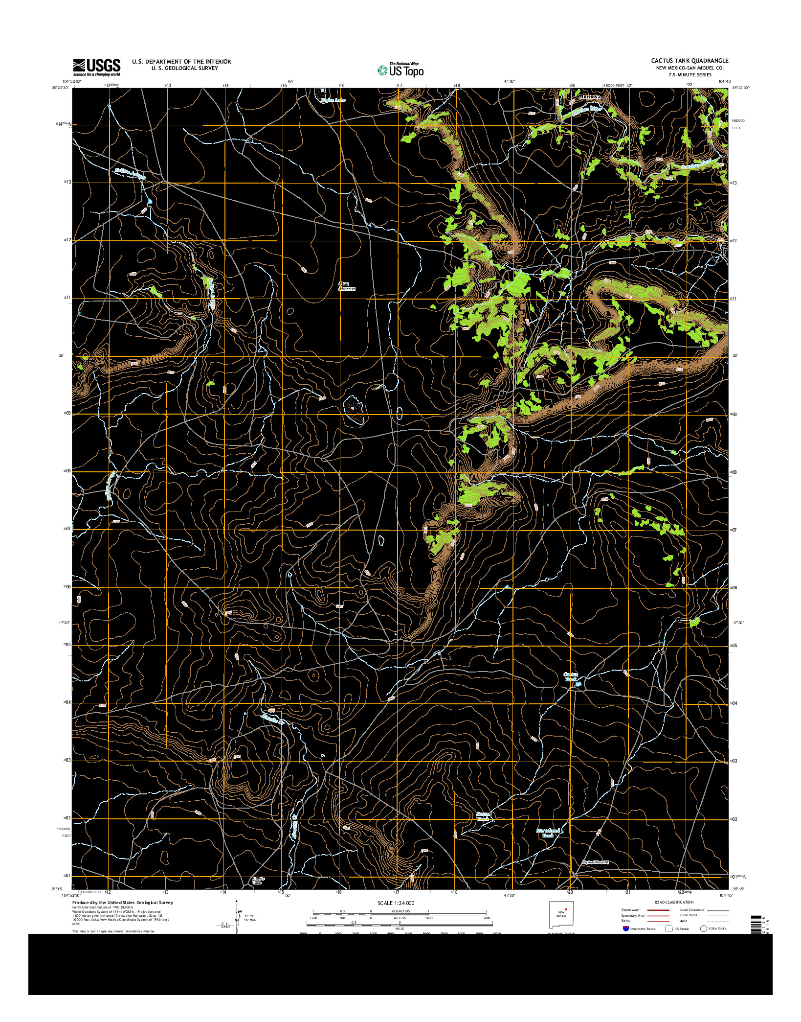 USGS US TOPO 7.5-MINUTE MAP FOR CACTUS TANK, NM 2013