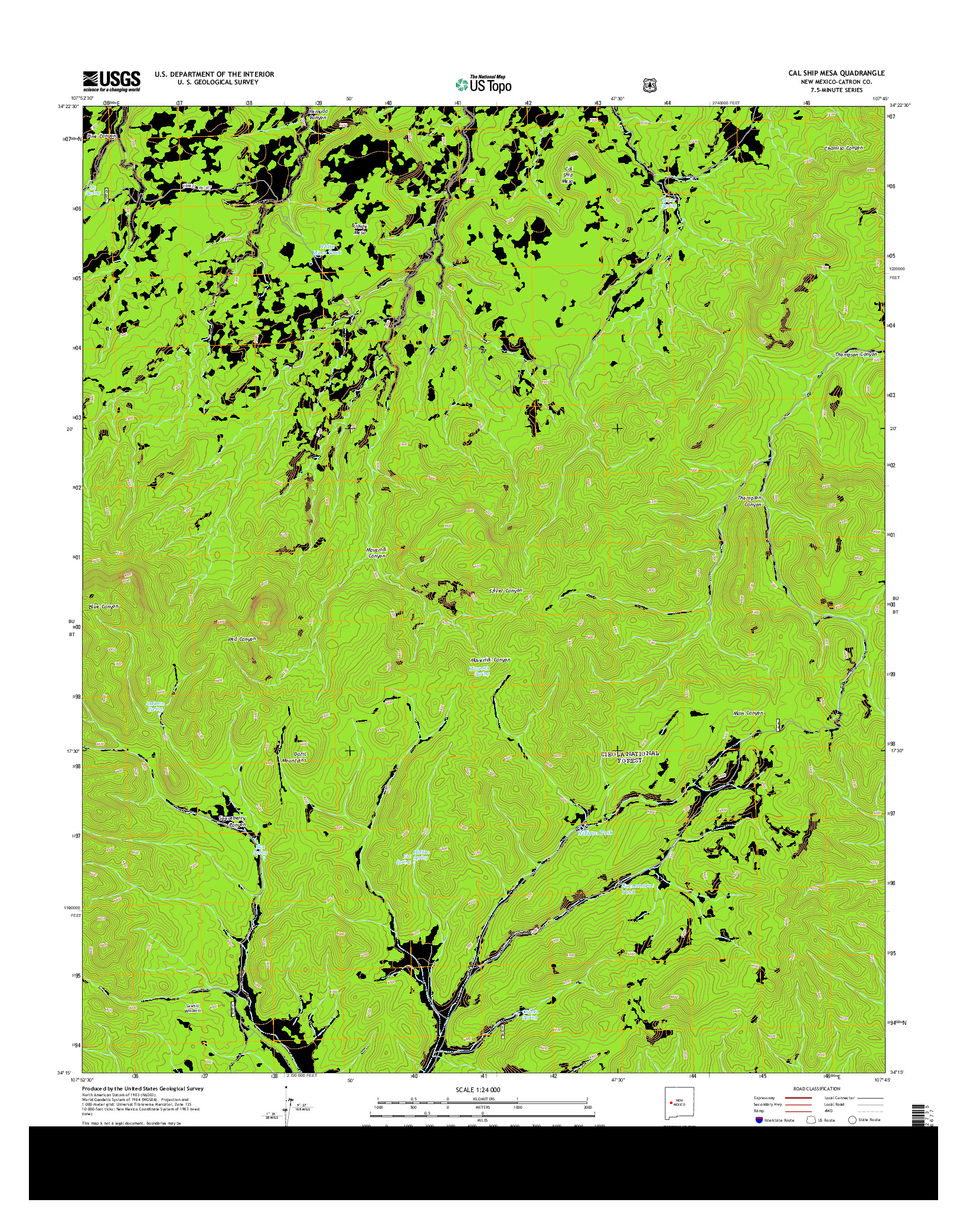 USGS US TOPO 7.5-MINUTE MAP FOR CAL SHIP MESA, NM 2013