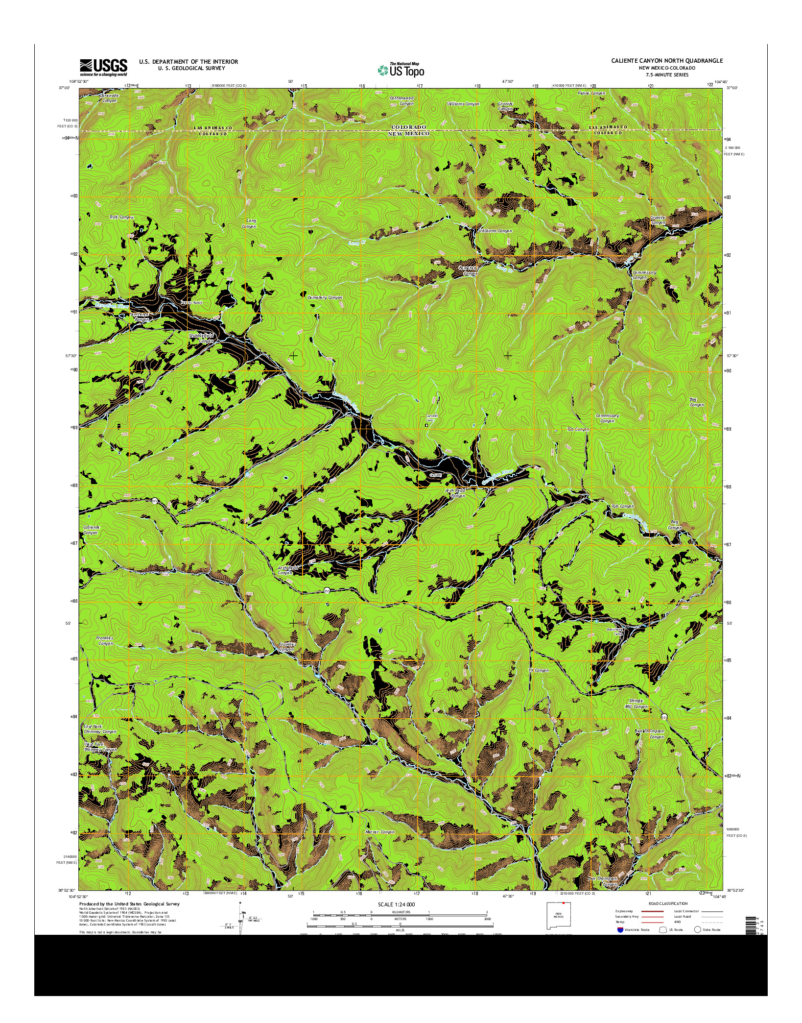 USGS US TOPO 7.5-MINUTE MAP FOR CALIENTE CANYON NORTH, NM-CO 2013