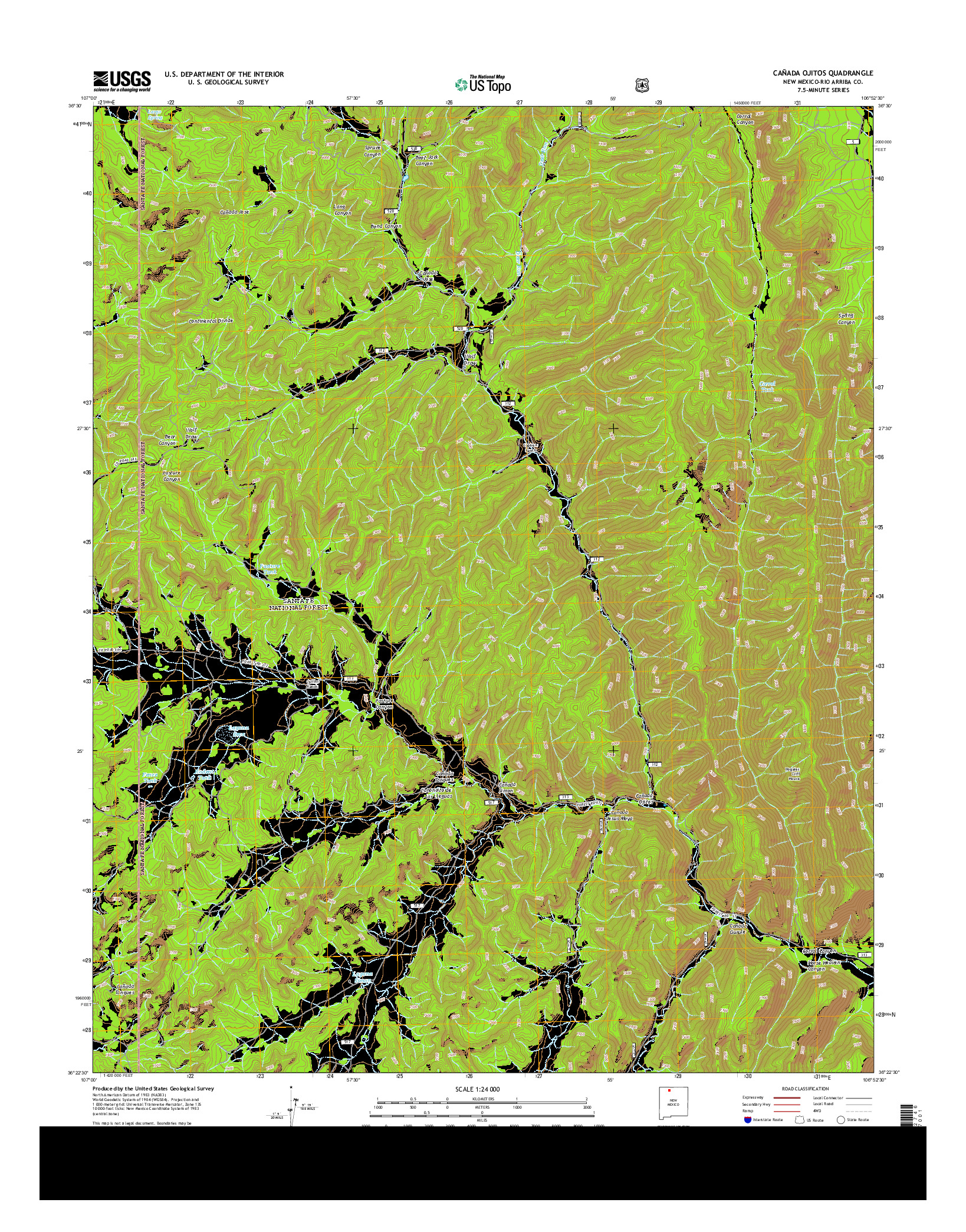 USGS US TOPO 7.5-MINUTE MAP FOR CAñADA OJITOS, NM 2013