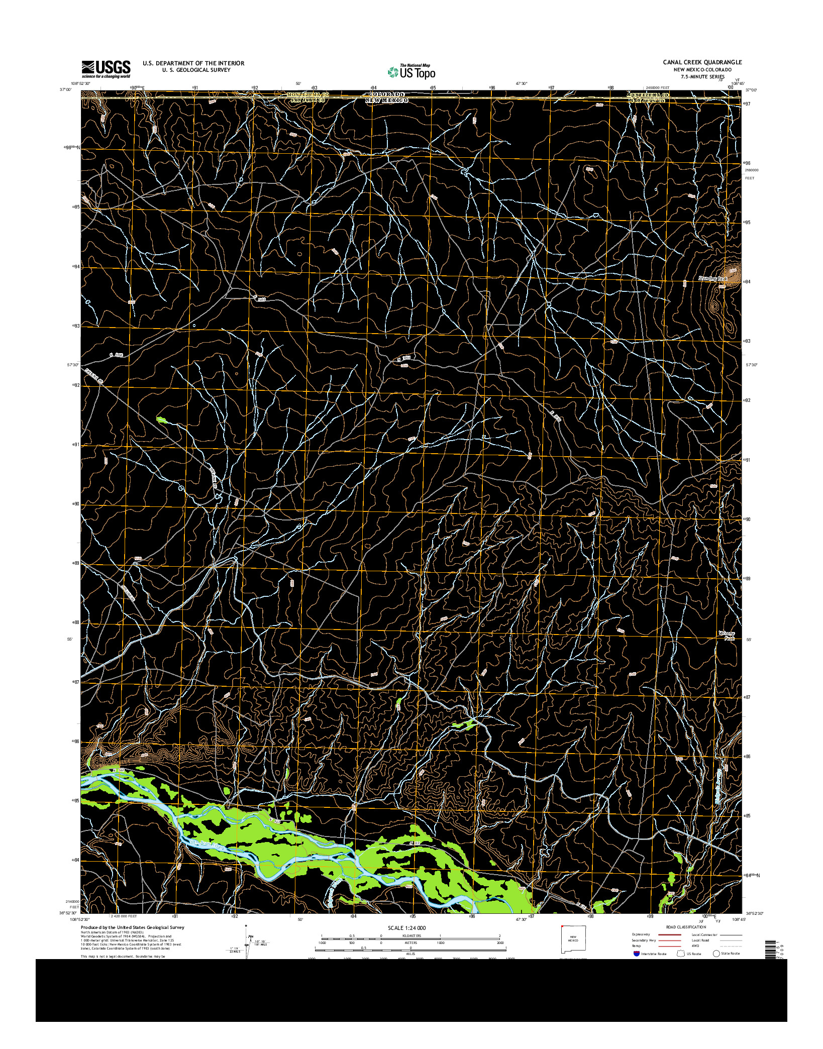 USGS US TOPO 7.5-MINUTE MAP FOR CANAL CREEK, NM-CO 2013