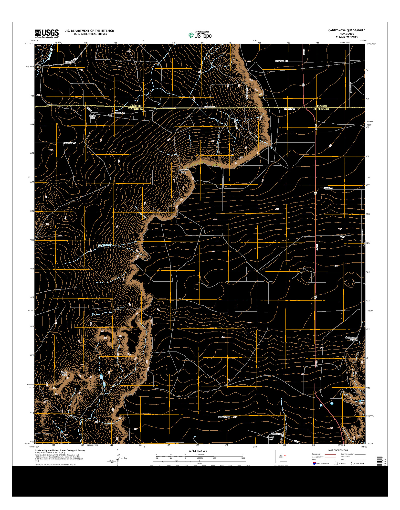 USGS US TOPO 7.5-MINUTE MAP FOR CANDY MESA, NM 2013