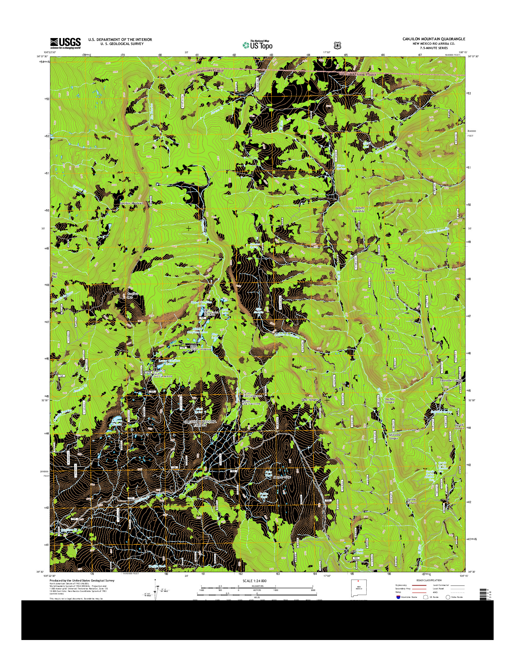 USGS US TOPO 7.5-MINUTE MAP FOR CANJILON MOUNTAIN, NM 2013