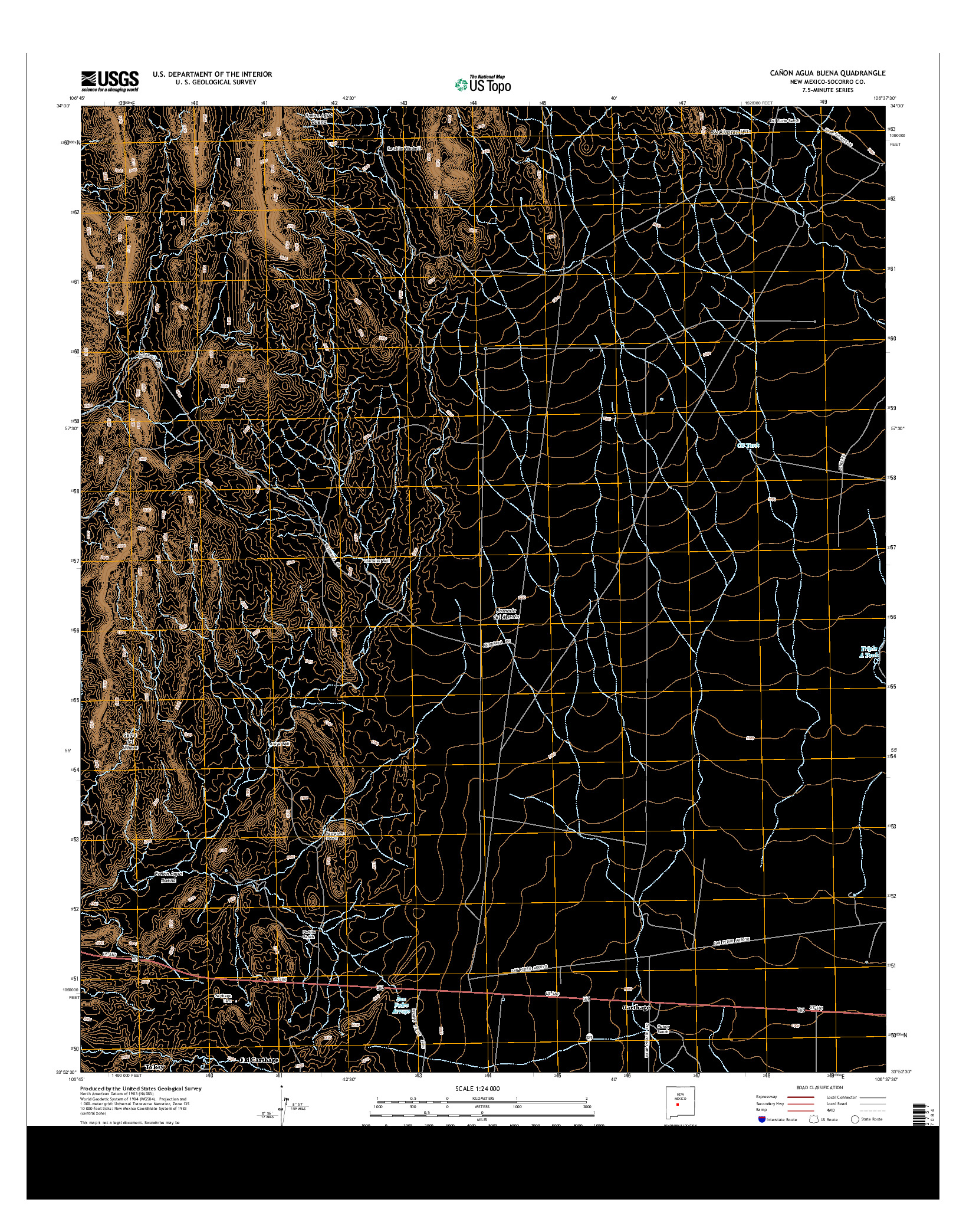 USGS US TOPO 7.5-MINUTE MAP FOR CAñON AGUA BUENA, NM 2013