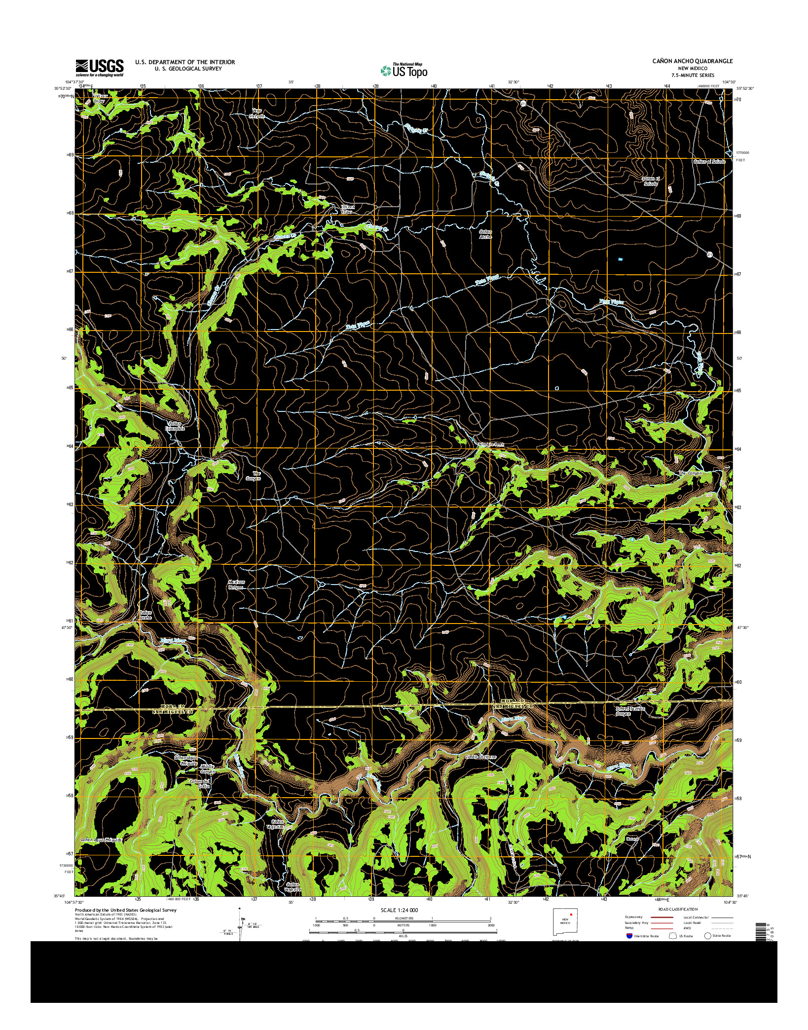 USGS US TOPO 7.5-MINUTE MAP FOR CAñON ANCHO, NM 2013