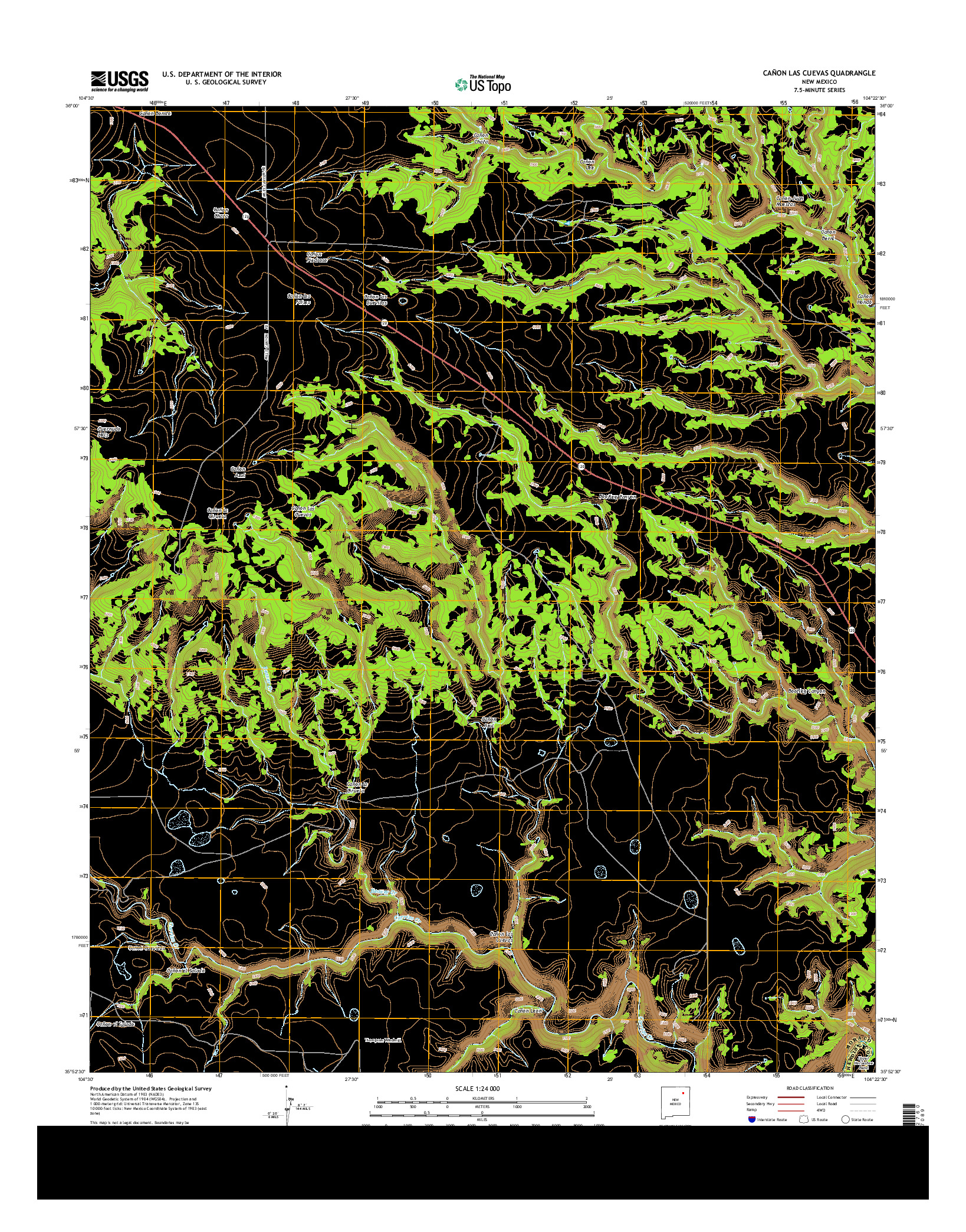 USGS US TOPO 7.5-MINUTE MAP FOR CAñON LAS CUEVAS, NM 2013