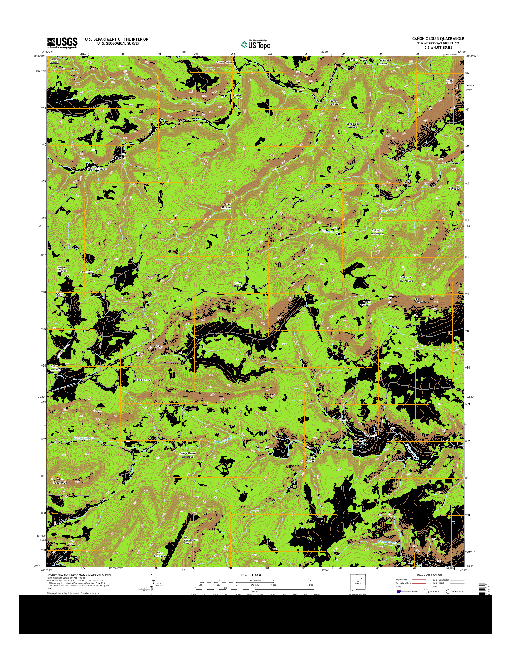 USGS US TOPO 7.5-MINUTE MAP FOR CAñON OLGUIN, NM 2013
