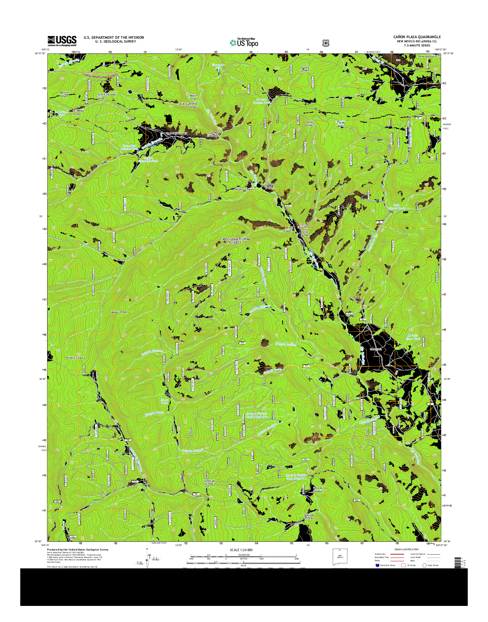 USGS US TOPO 7.5-MINUTE MAP FOR CAñON PLAZA, NM 2013