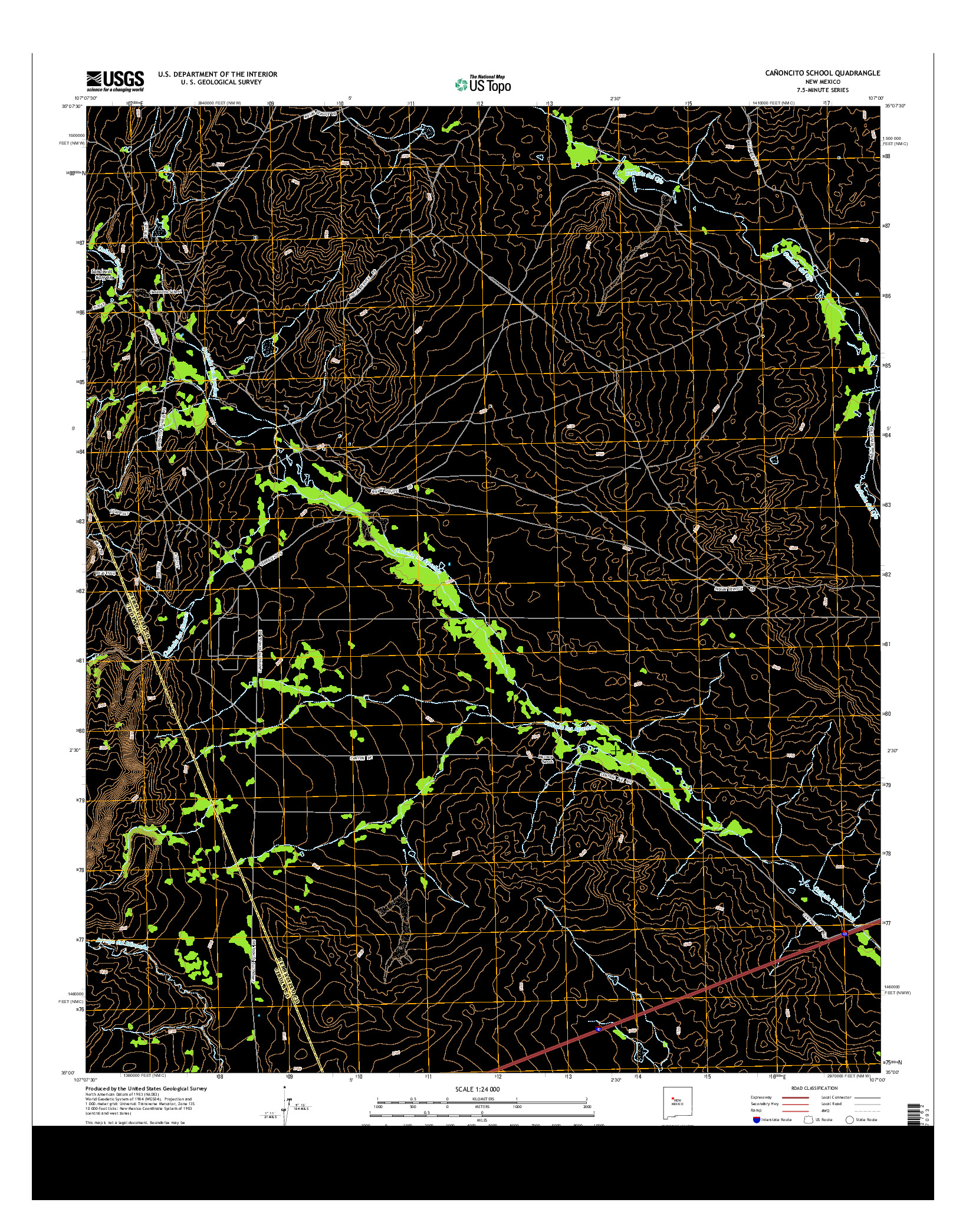 USGS US TOPO 7.5-MINUTE MAP FOR CAñONCITO SCHOOL, NM 2013