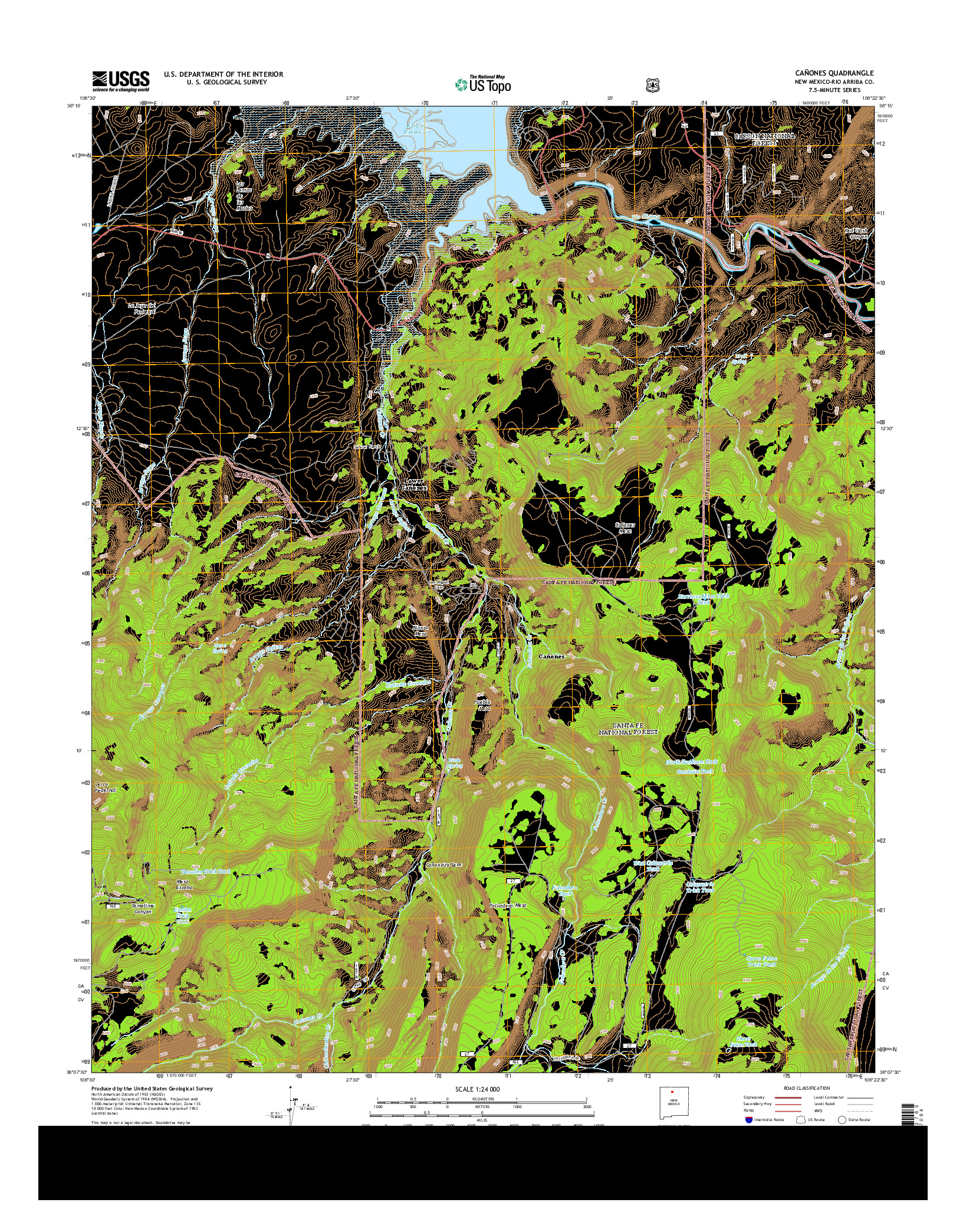 USGS US TOPO 7.5-MINUTE MAP FOR CAñONES, NM 2013