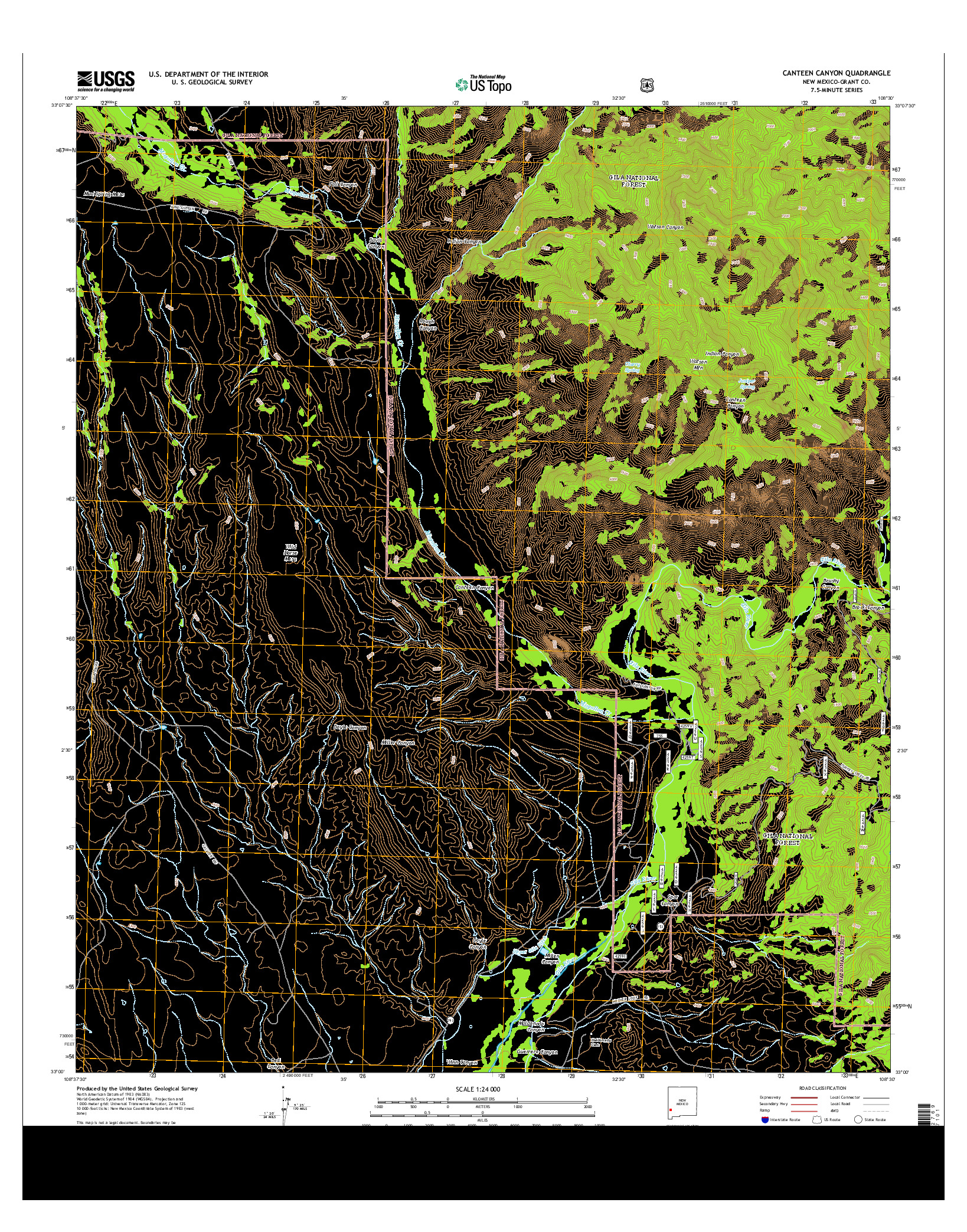 USGS US TOPO 7.5-MINUTE MAP FOR CANTEEN CANYON, NM 2013