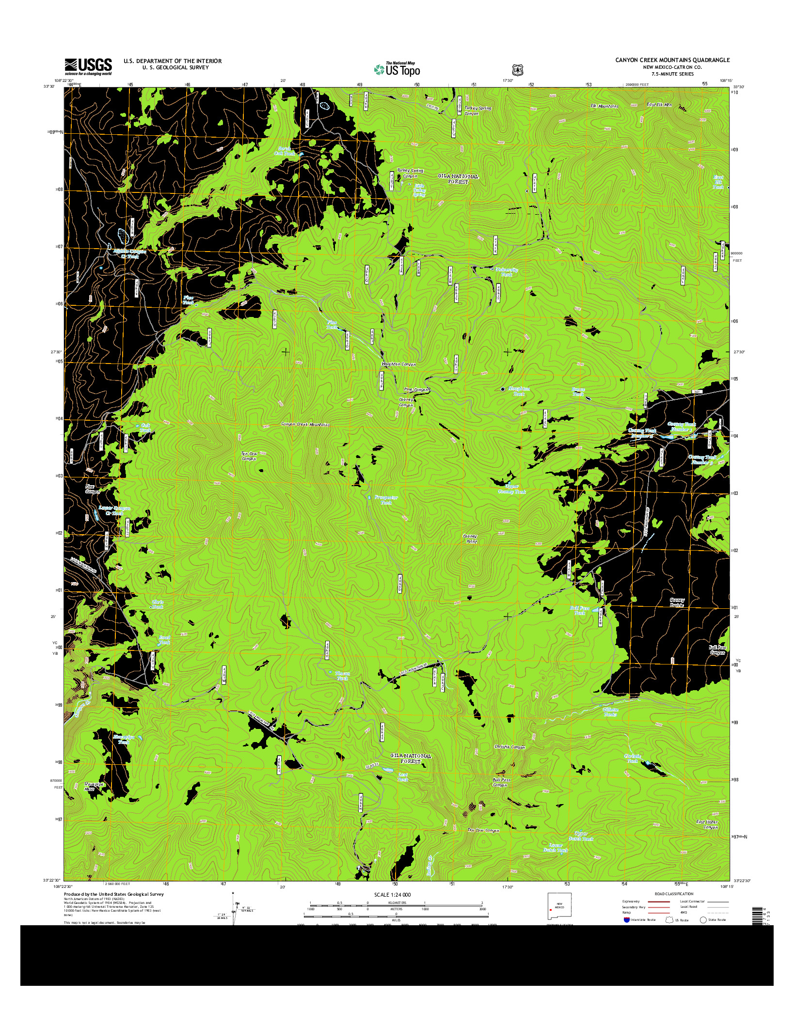 USGS US TOPO 7.5-MINUTE MAP FOR CANYON CREEK MOUNTAINS, NM 2013