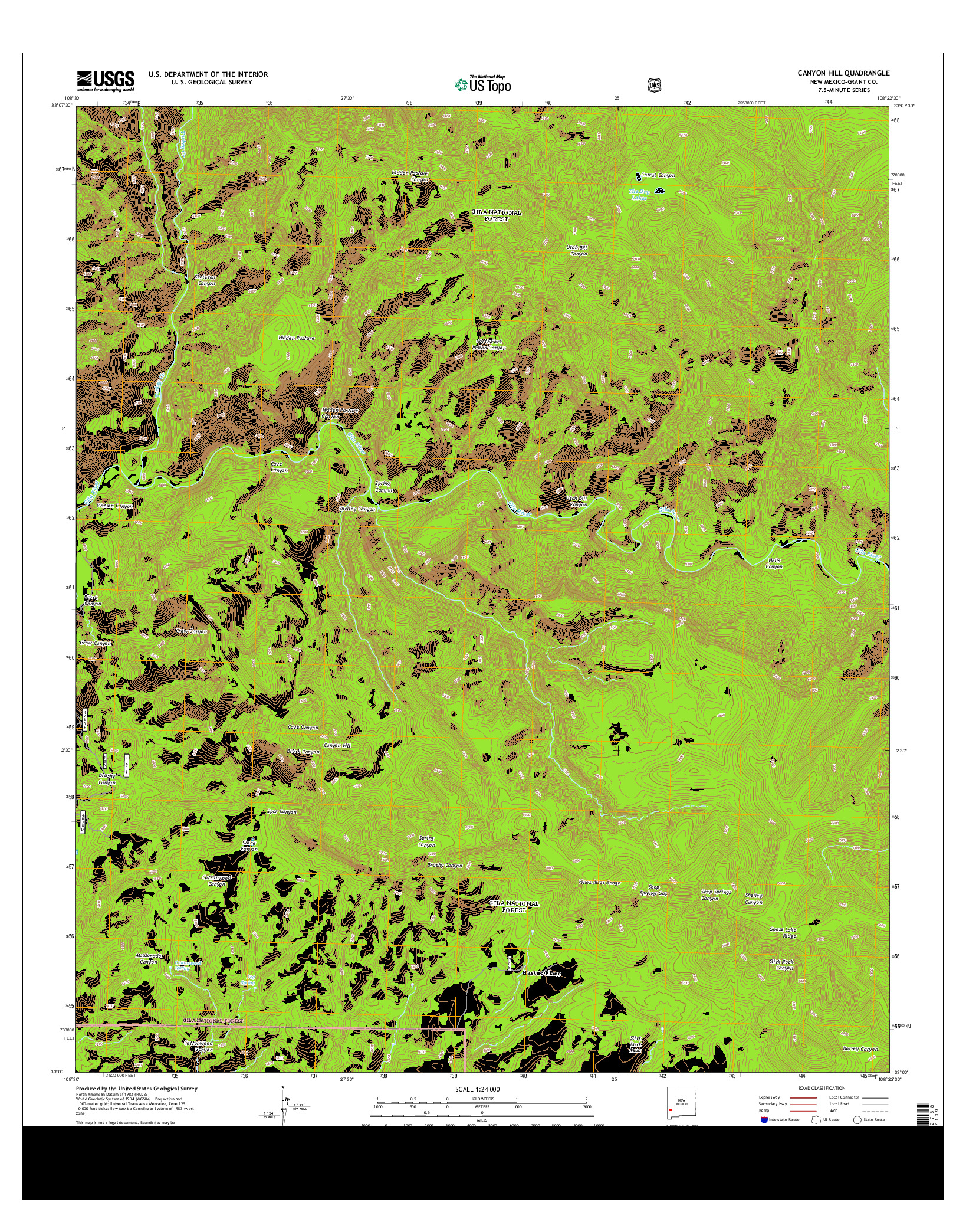 USGS US TOPO 7.5-MINUTE MAP FOR CANYON HILL, NM 2013