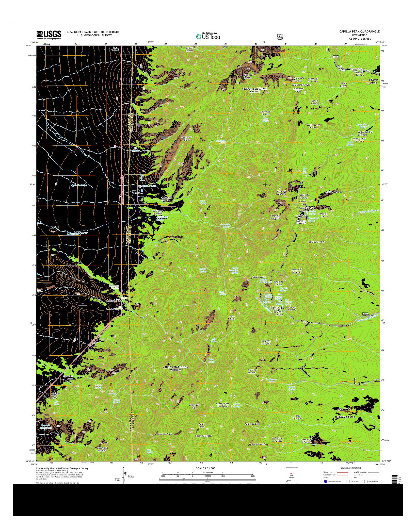 USGS US TOPO 7.5-MINUTE MAP FOR CAPILLA PEAK, NM 2013