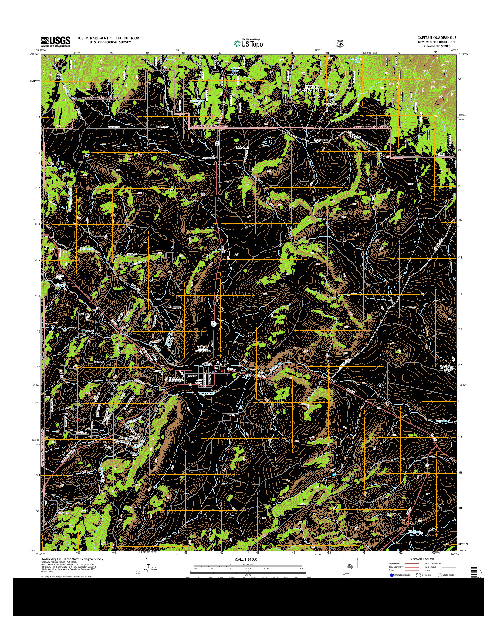 USGS US TOPO 7.5-MINUTE MAP FOR CAPITAN, NM 2013