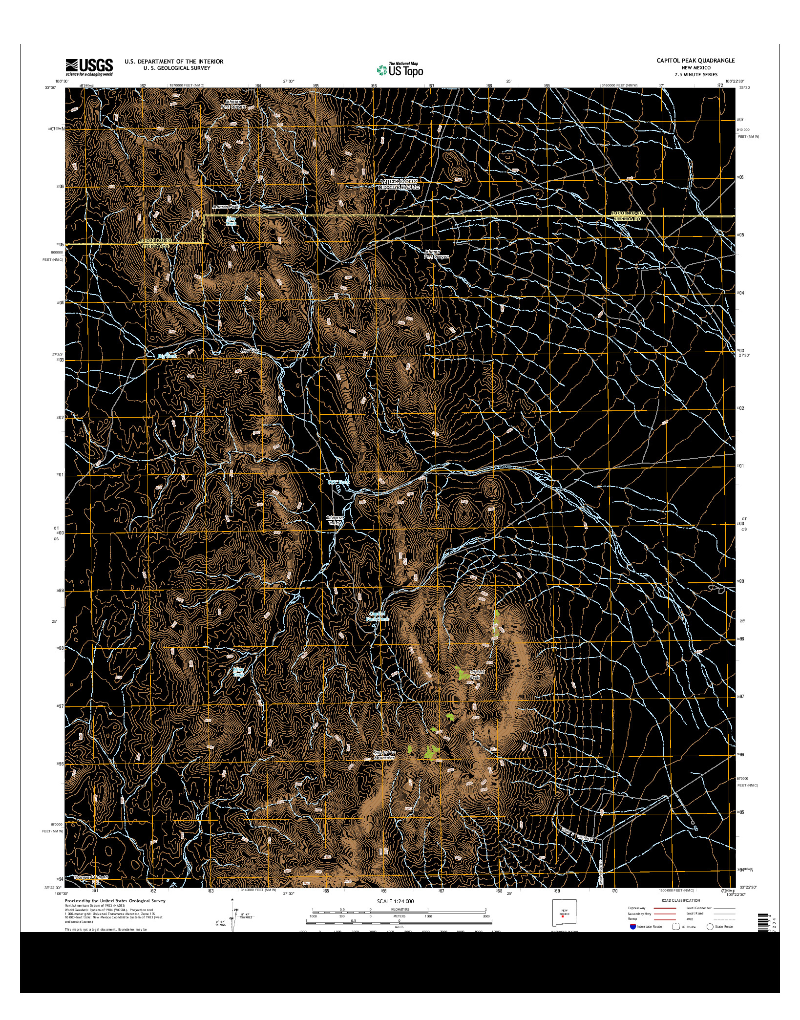 USGS US TOPO 7.5-MINUTE MAP FOR CAPITOL PEAK, NM 2013