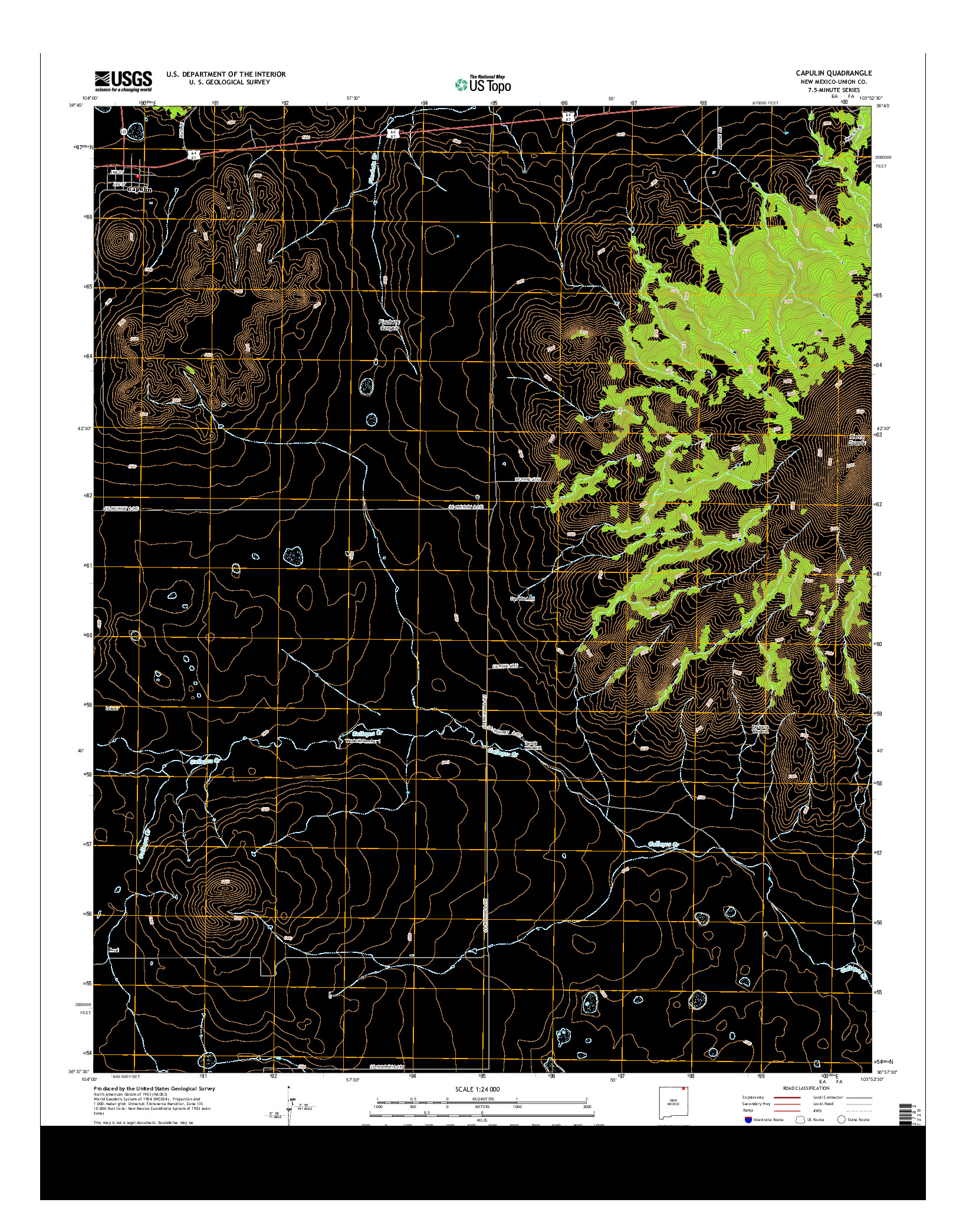 USGS US TOPO 7.5-MINUTE MAP FOR CAPULIN, NM 2013