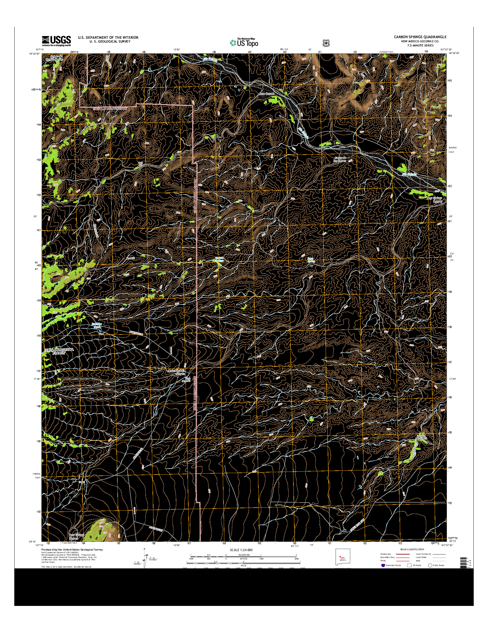 USGS US TOPO 7.5-MINUTE MAP FOR CARBON SPRINGS, NM 2013