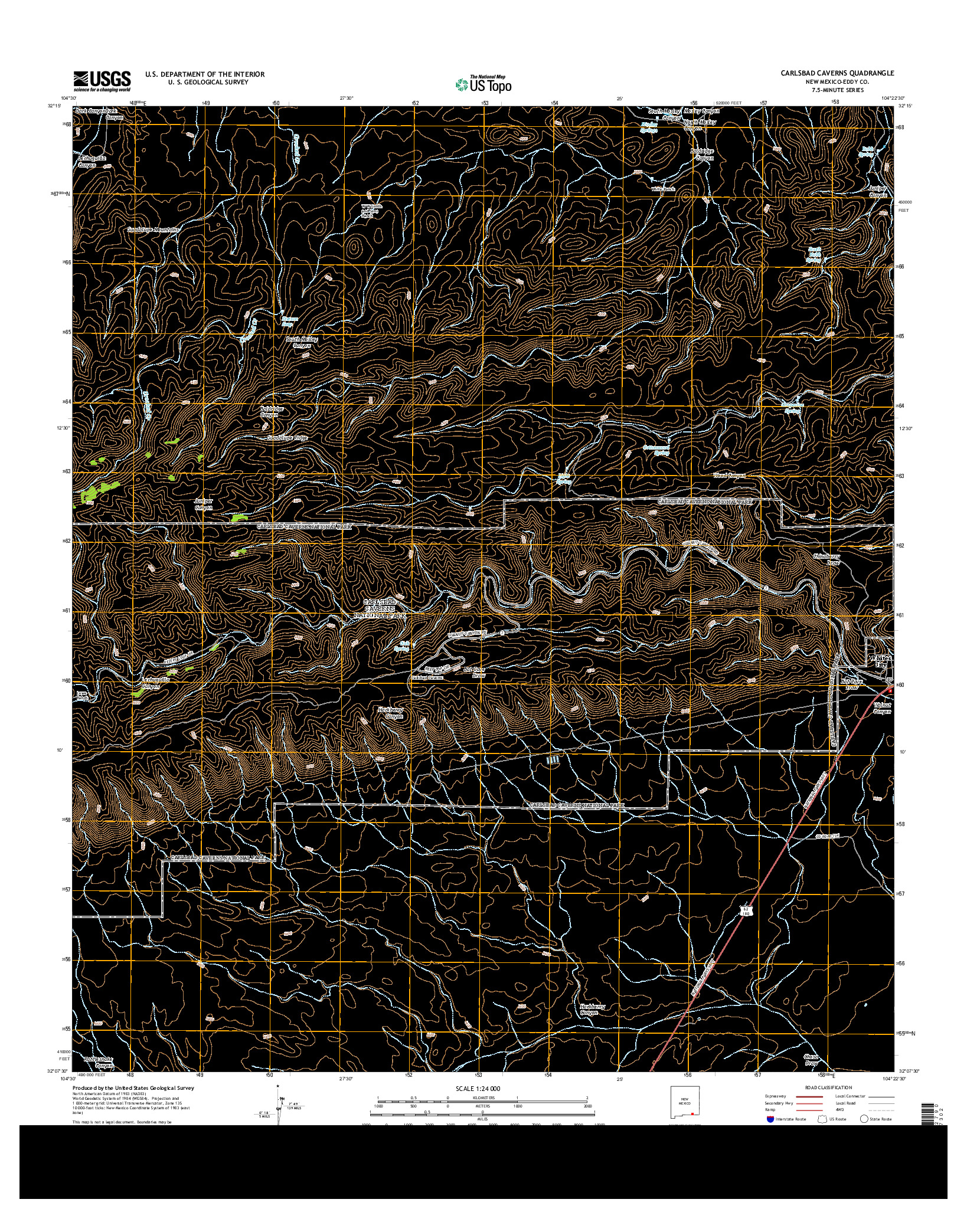 USGS US TOPO 7.5-MINUTE MAP FOR CARLSBAD CAVERNS, NM 2013