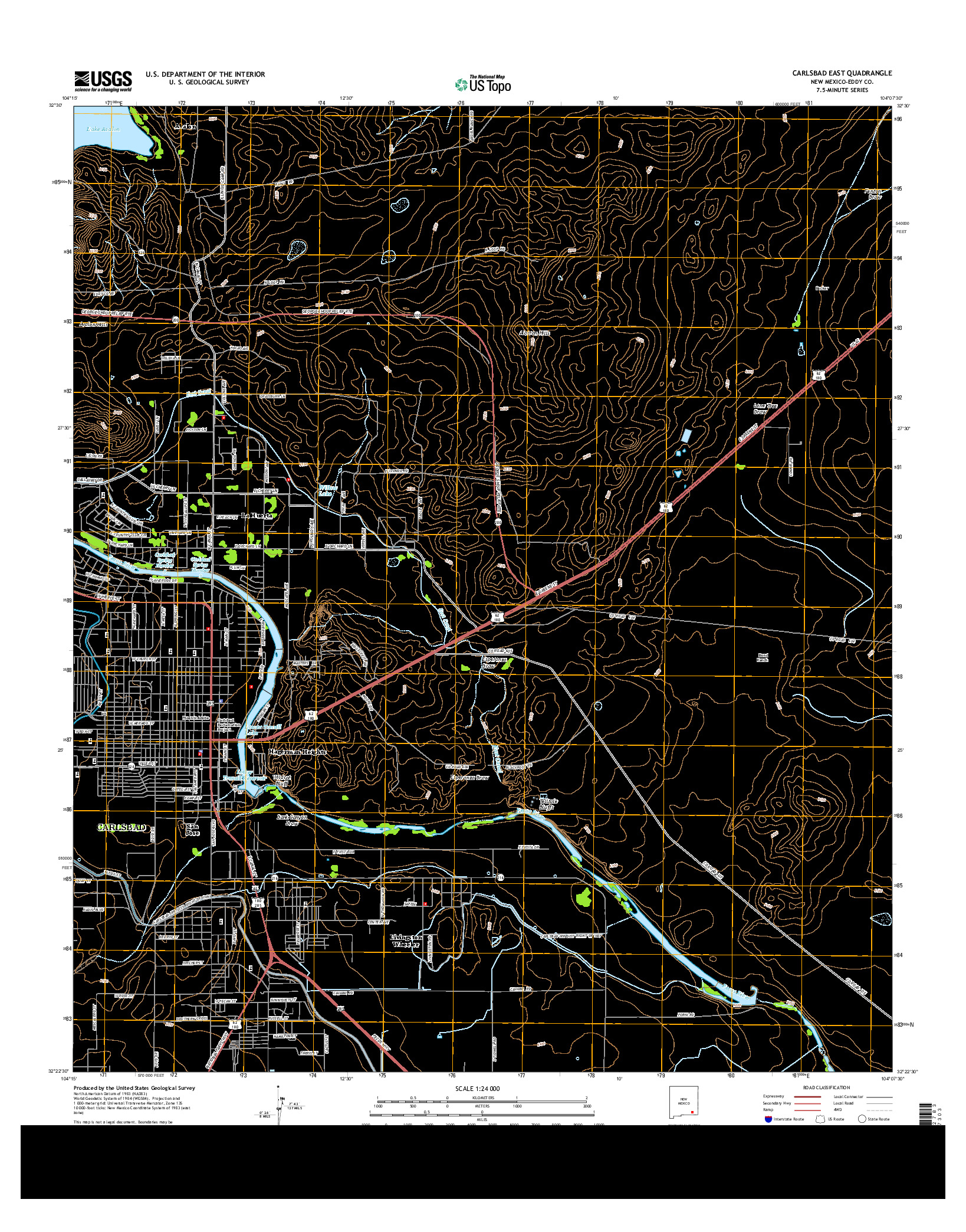 USGS US TOPO 7.5-MINUTE MAP FOR CARLSBAD EAST, NM 2013