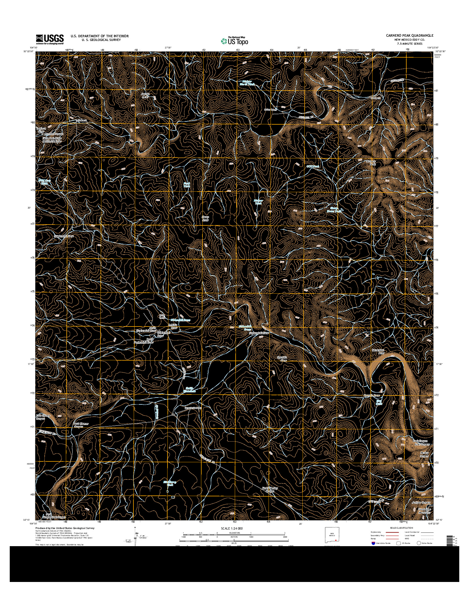 USGS US TOPO 7.5-MINUTE MAP FOR CARNERO PEAK, NM 2013