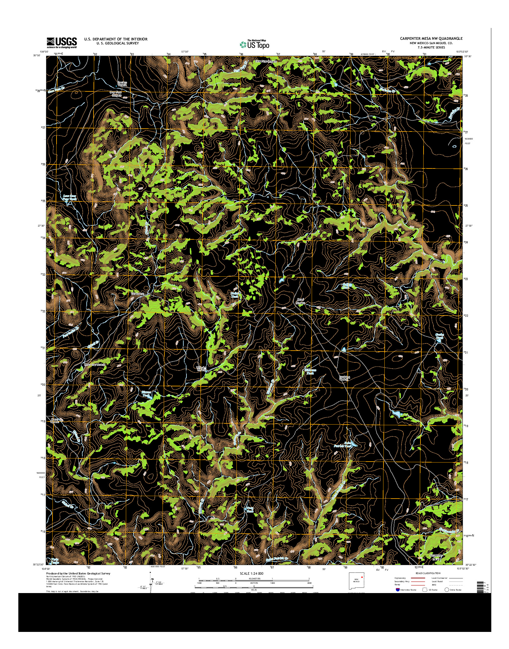 USGS US TOPO 7.5-MINUTE MAP FOR CARPENTER MESA NW, NM 2013