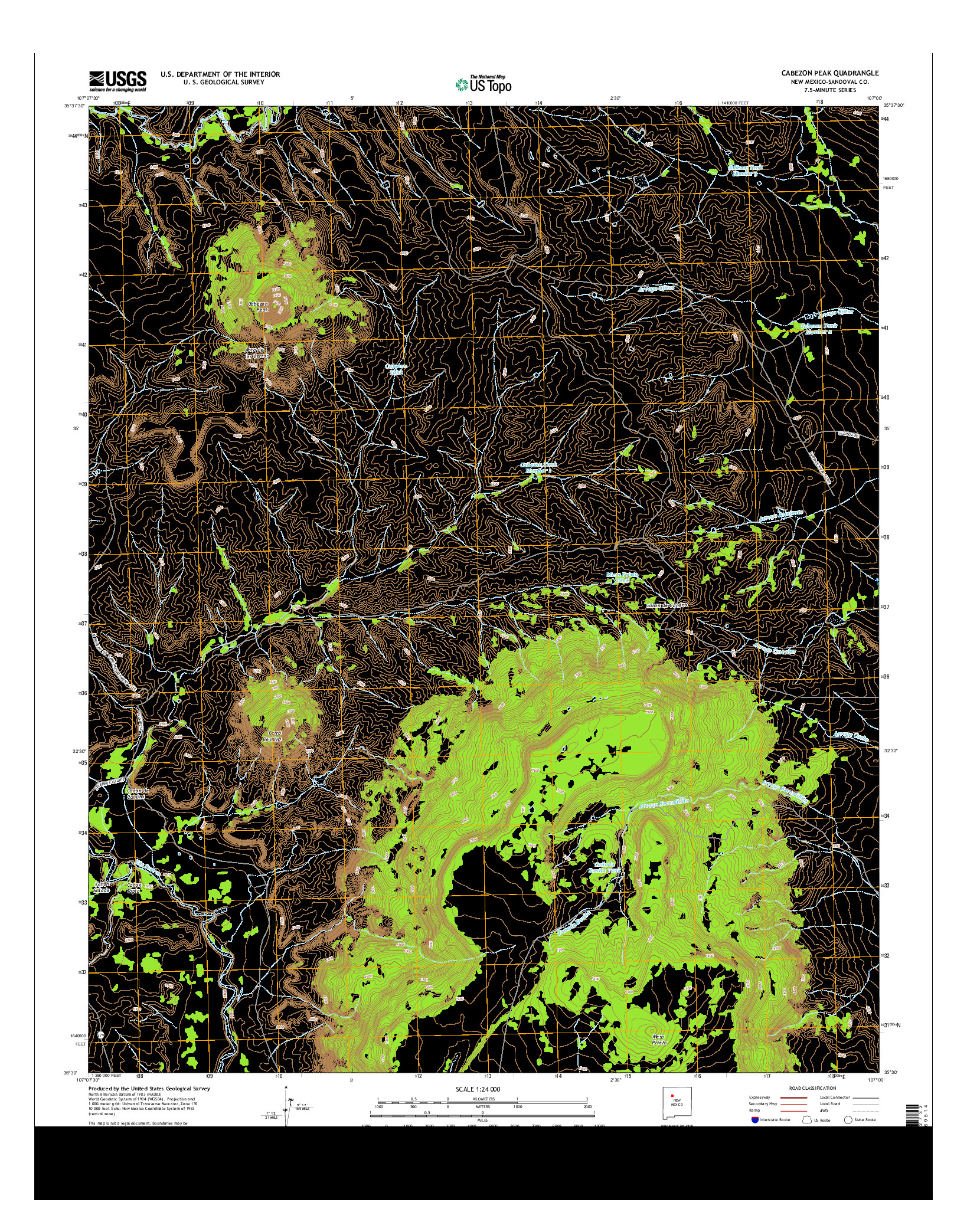 USGS US TOPO 7.5-MINUTE MAP FOR CABEZON PEAK, NM 2013