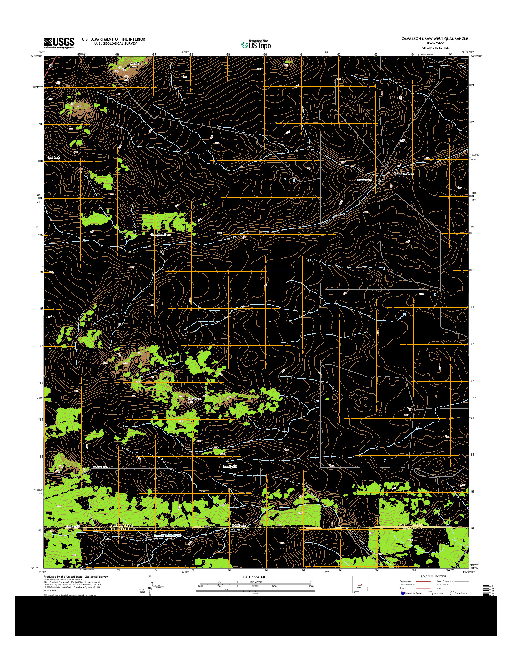 USGS US TOPO 7.5-MINUTE MAP FOR CAMALEON DRAW WEST, NM 2013