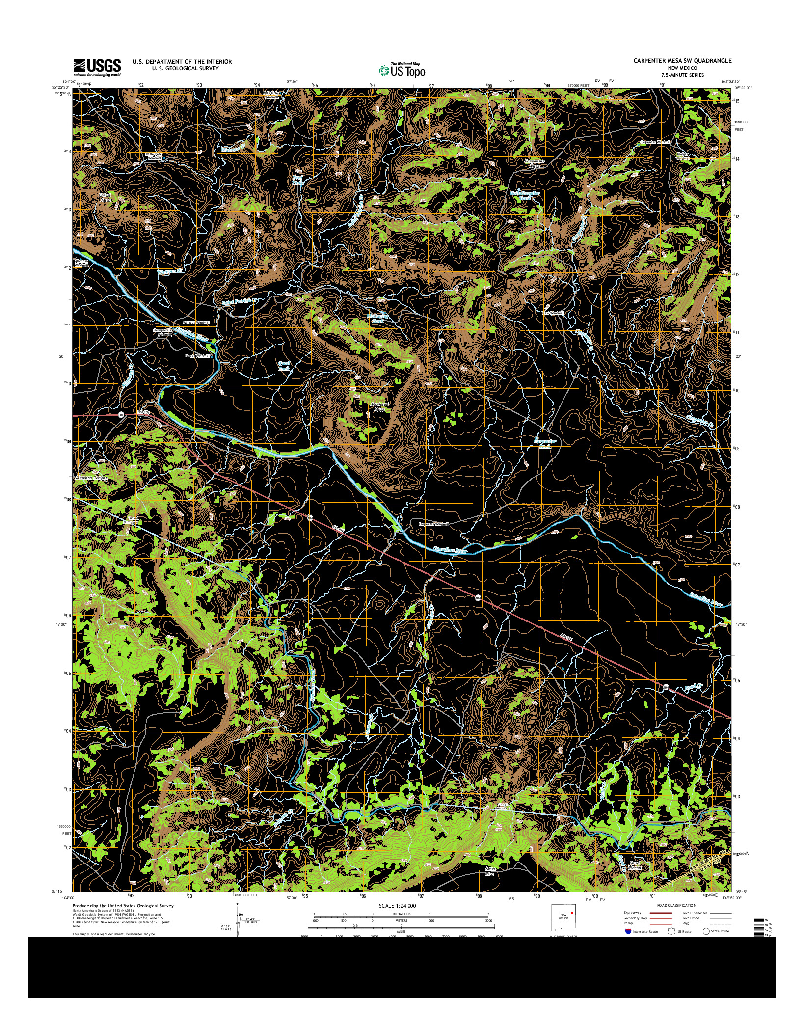 USGS US TOPO 7.5-MINUTE MAP FOR CARPENTER MESA SW, NM 2013