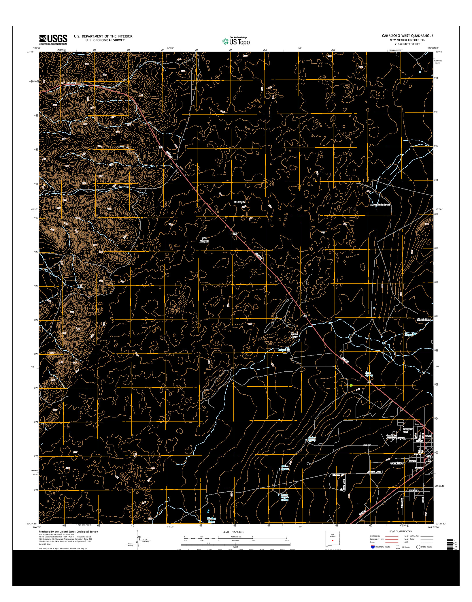 USGS US TOPO 7.5-MINUTE MAP FOR CARRIZOZO WEST, NM 2013