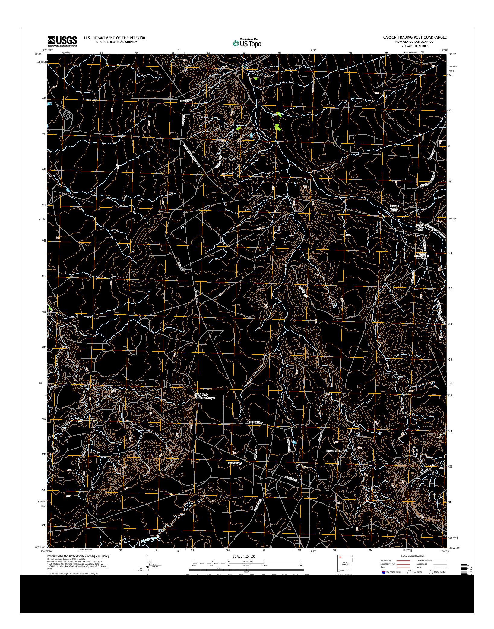 USGS US TOPO 7.5-MINUTE MAP FOR CARSON TRADING POST, NM 2013