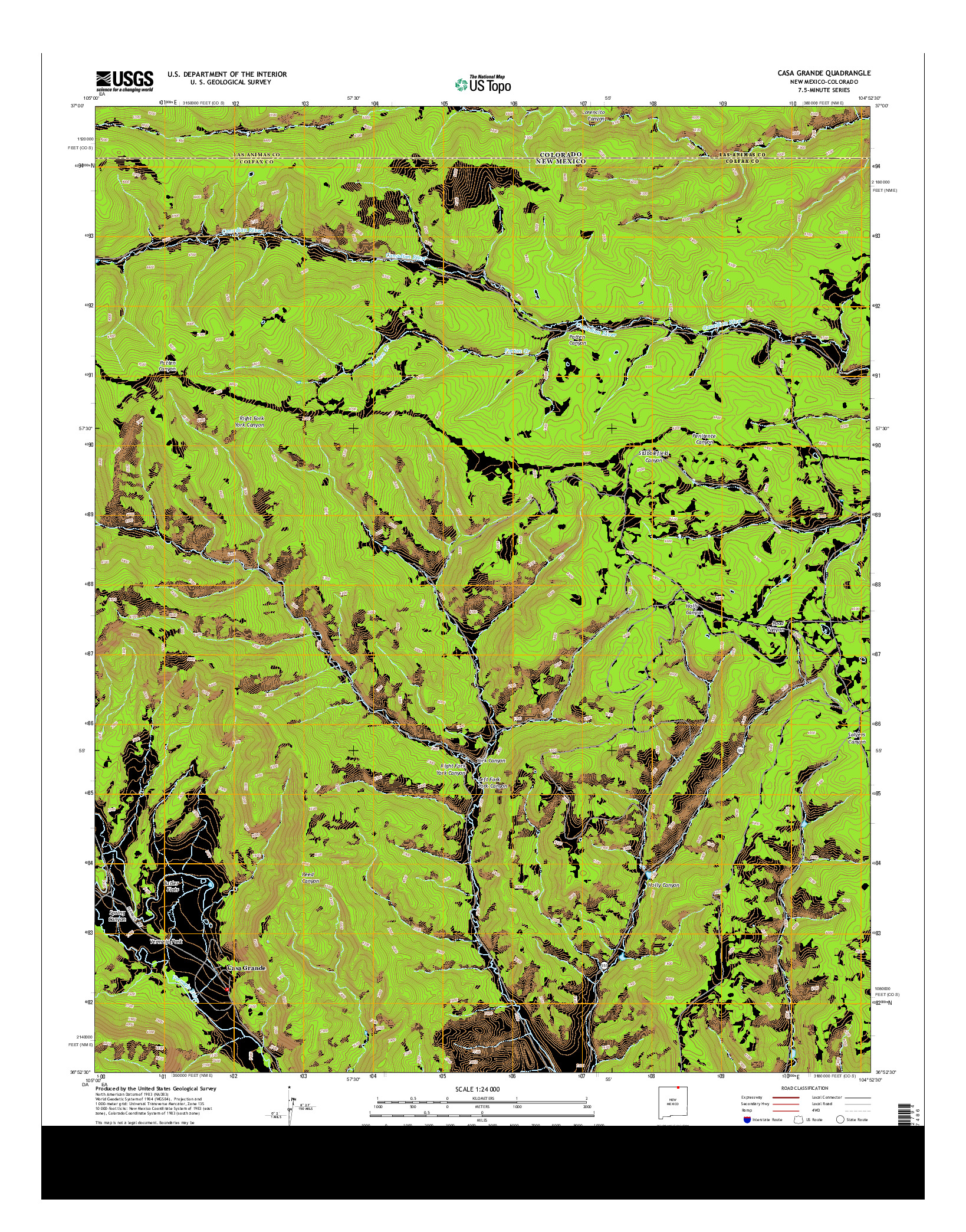 USGS US TOPO 7.5-MINUTE MAP FOR CASA GRANDE, NM-CO 2013