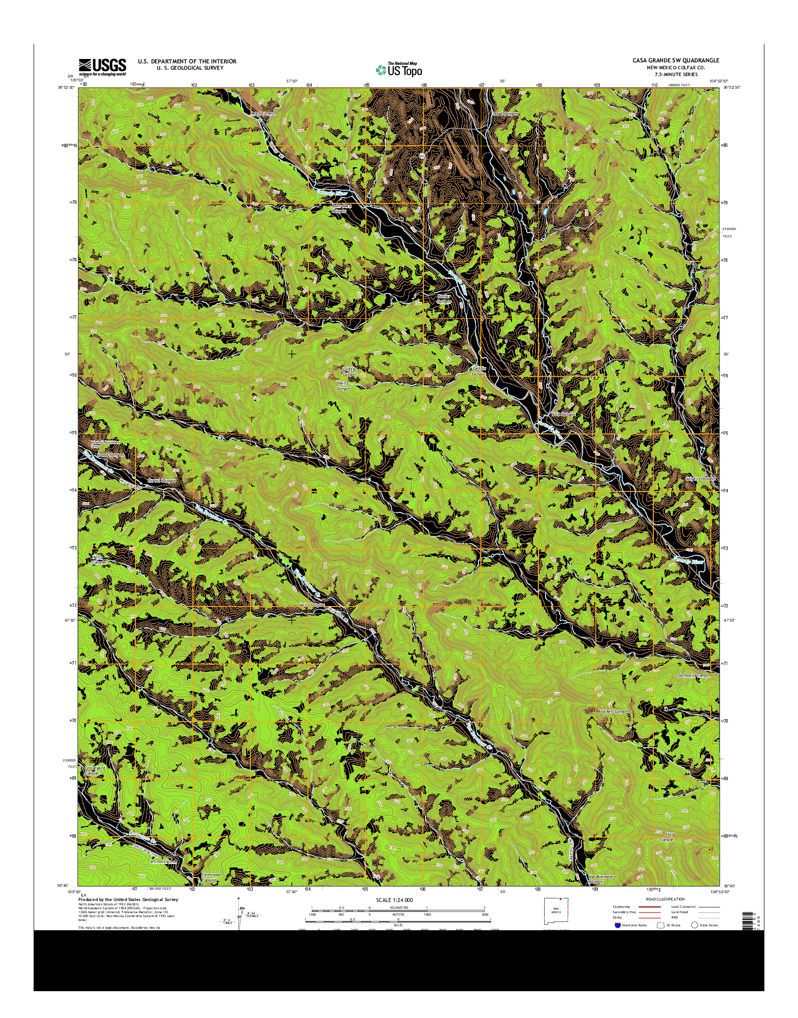 USGS US TOPO 7.5-MINUTE MAP FOR CASA GRANDE SW, NM 2013