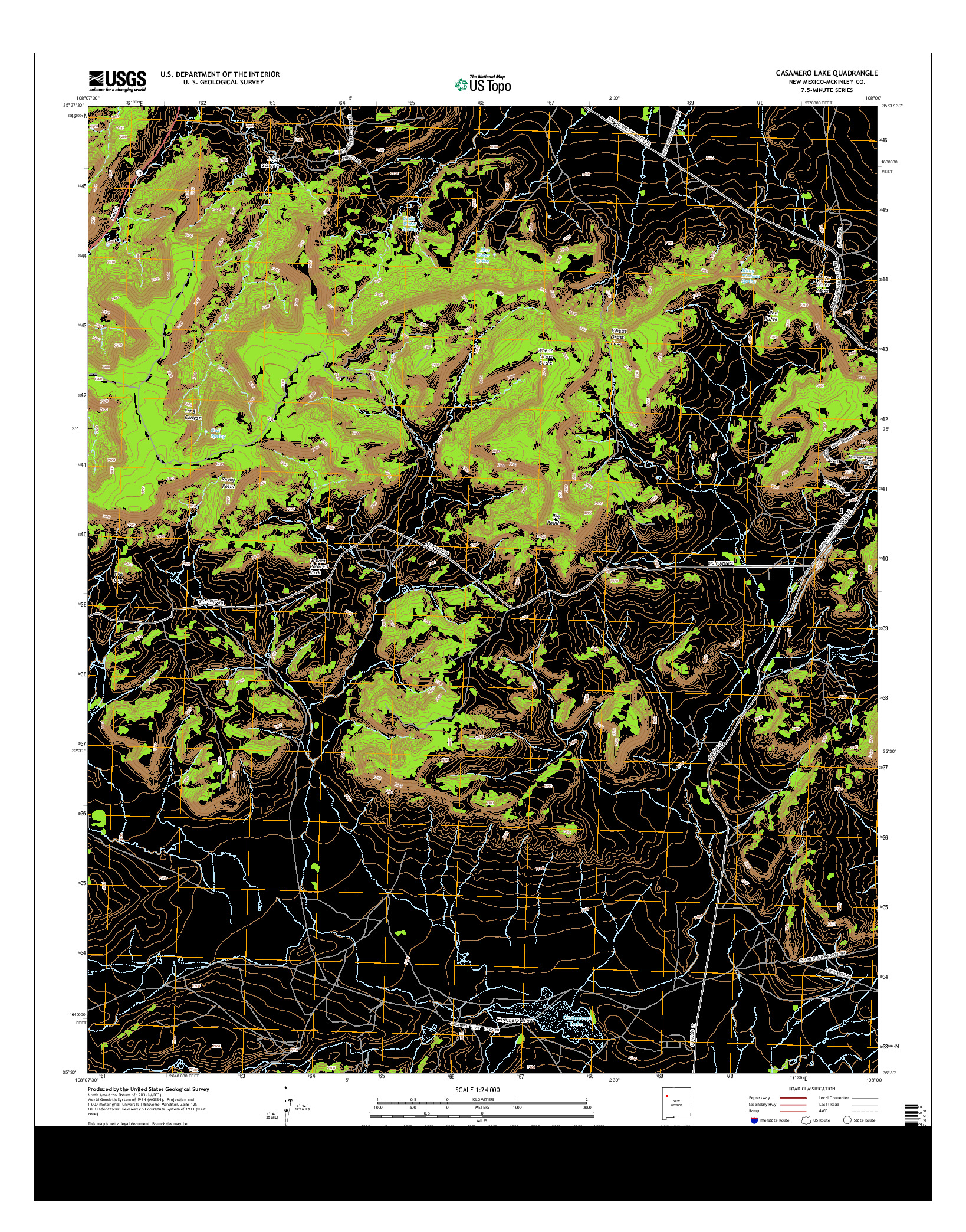 USGS US TOPO 7.5-MINUTE MAP FOR CASAMERO LAKE, NM 2013