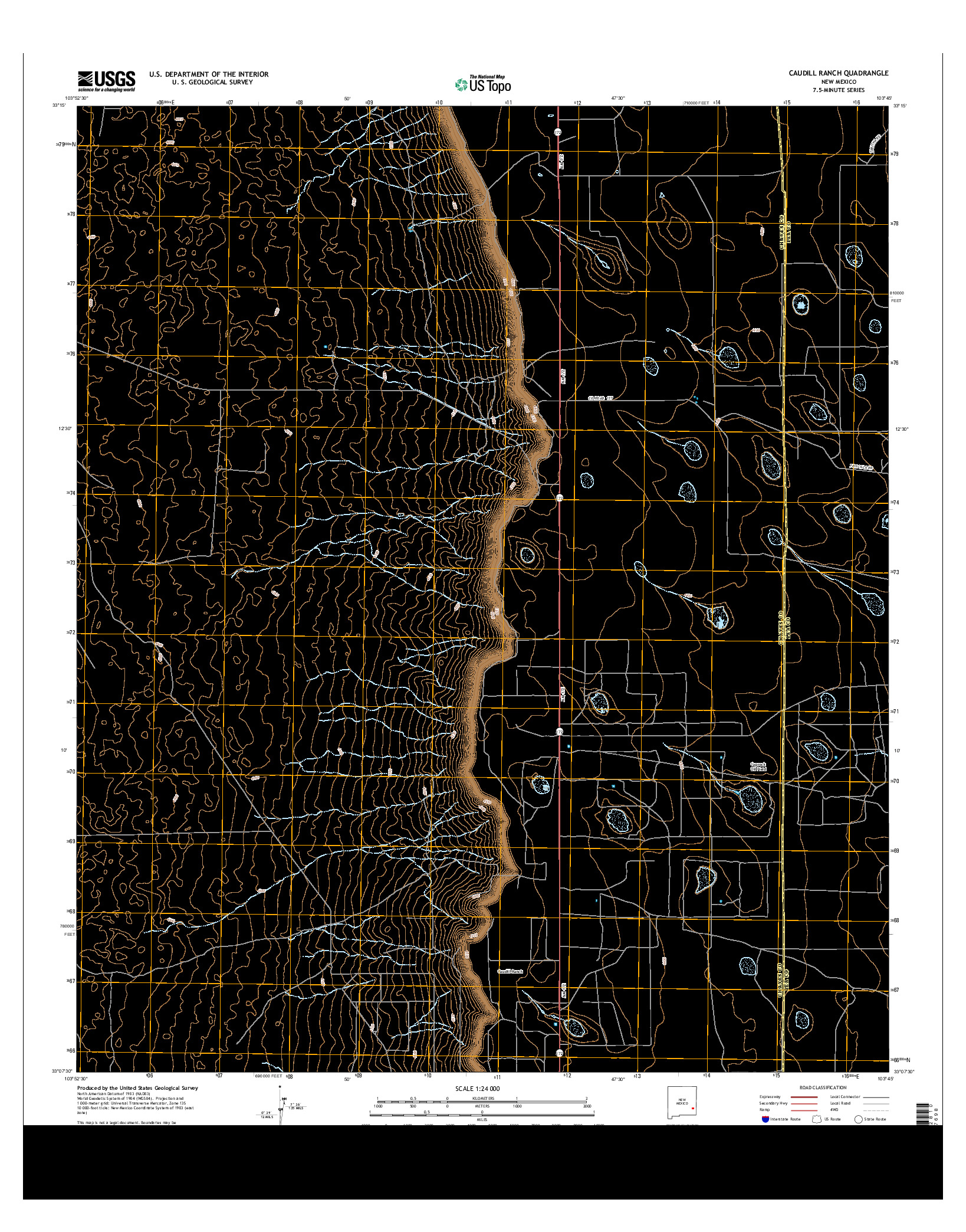 USGS US TOPO 7.5-MINUTE MAP FOR CAUDILL RANCH, NM 2013