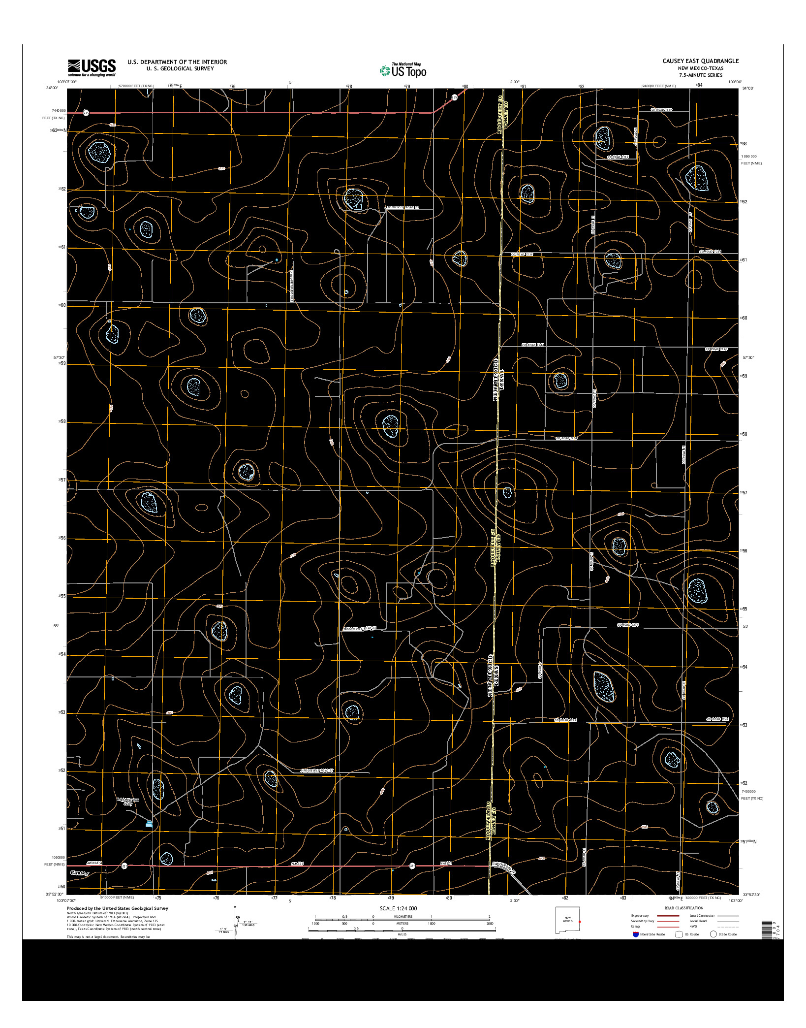 USGS US TOPO 7.5-MINUTE MAP FOR CAUSEY EAST, NM-TX 2013