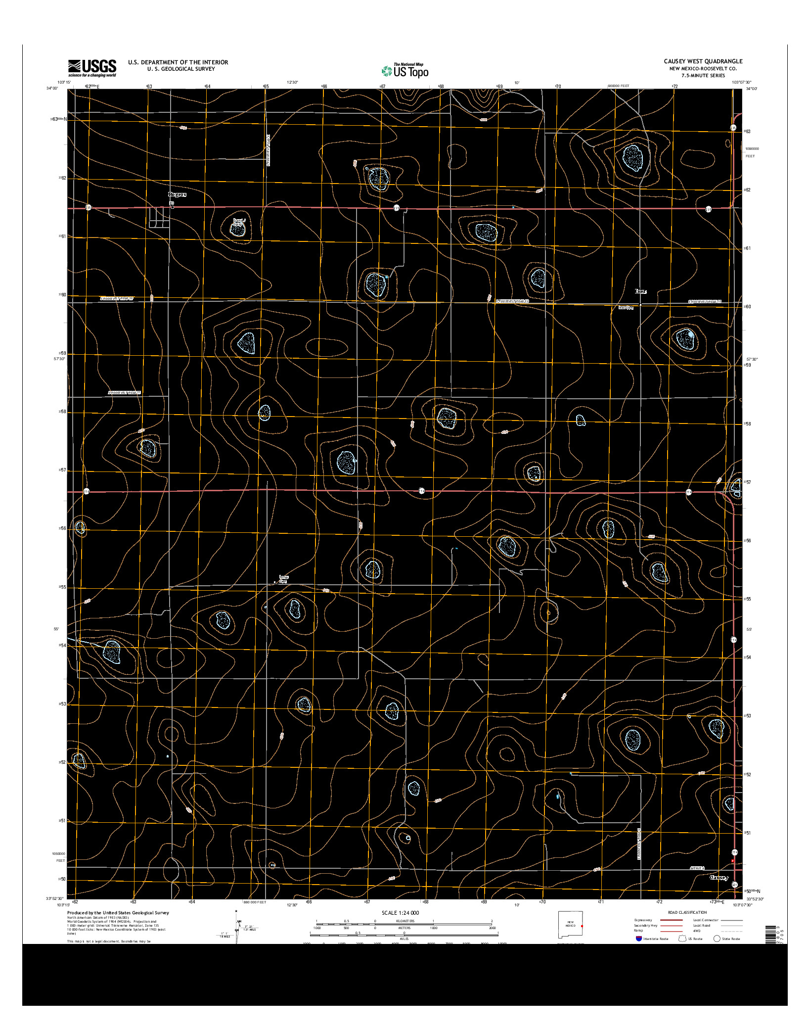 USGS US TOPO 7.5-MINUTE MAP FOR CAUSEY WEST, NM 2013