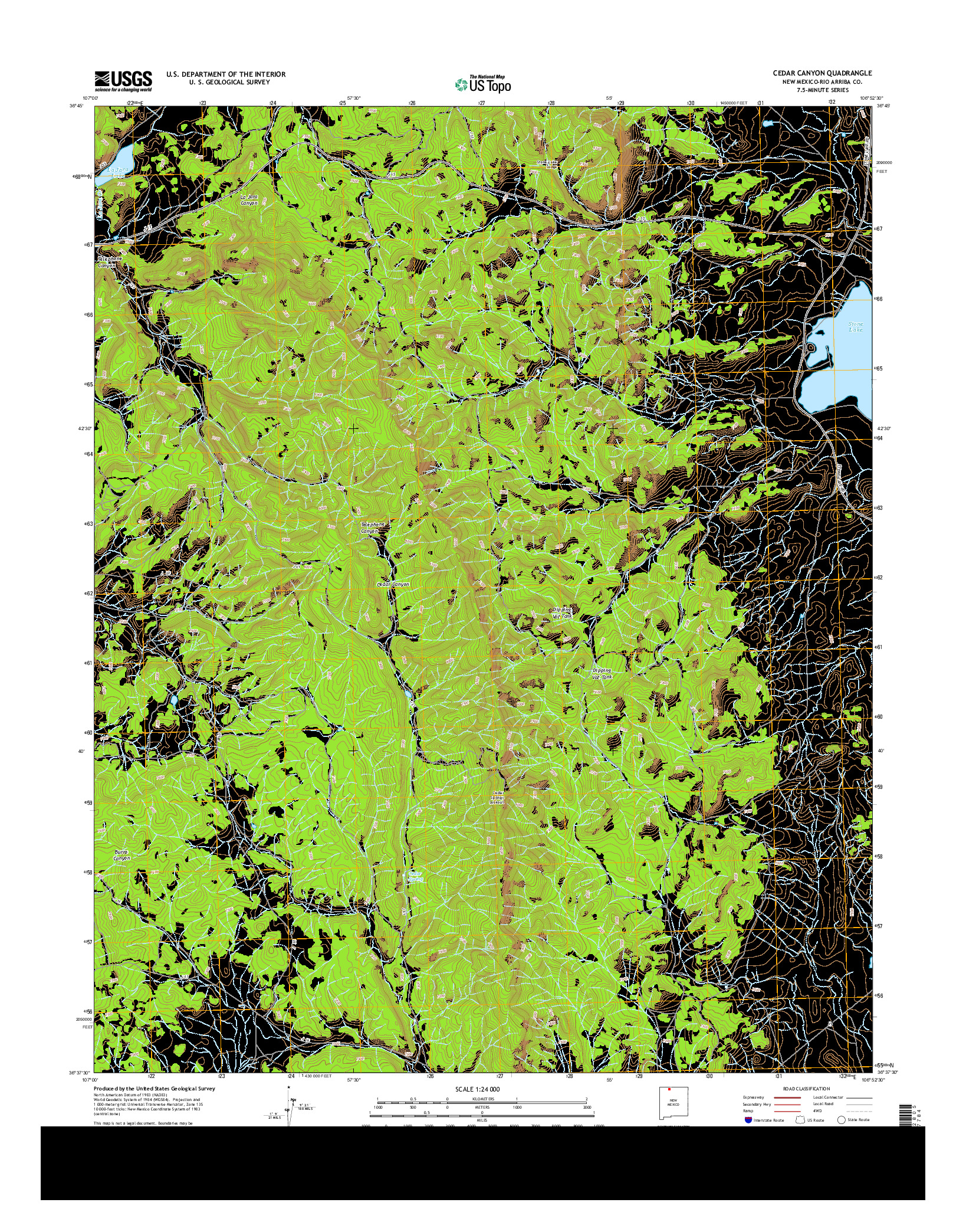 USGS US TOPO 7.5-MINUTE MAP FOR CEDAR CANYON, NM 2013