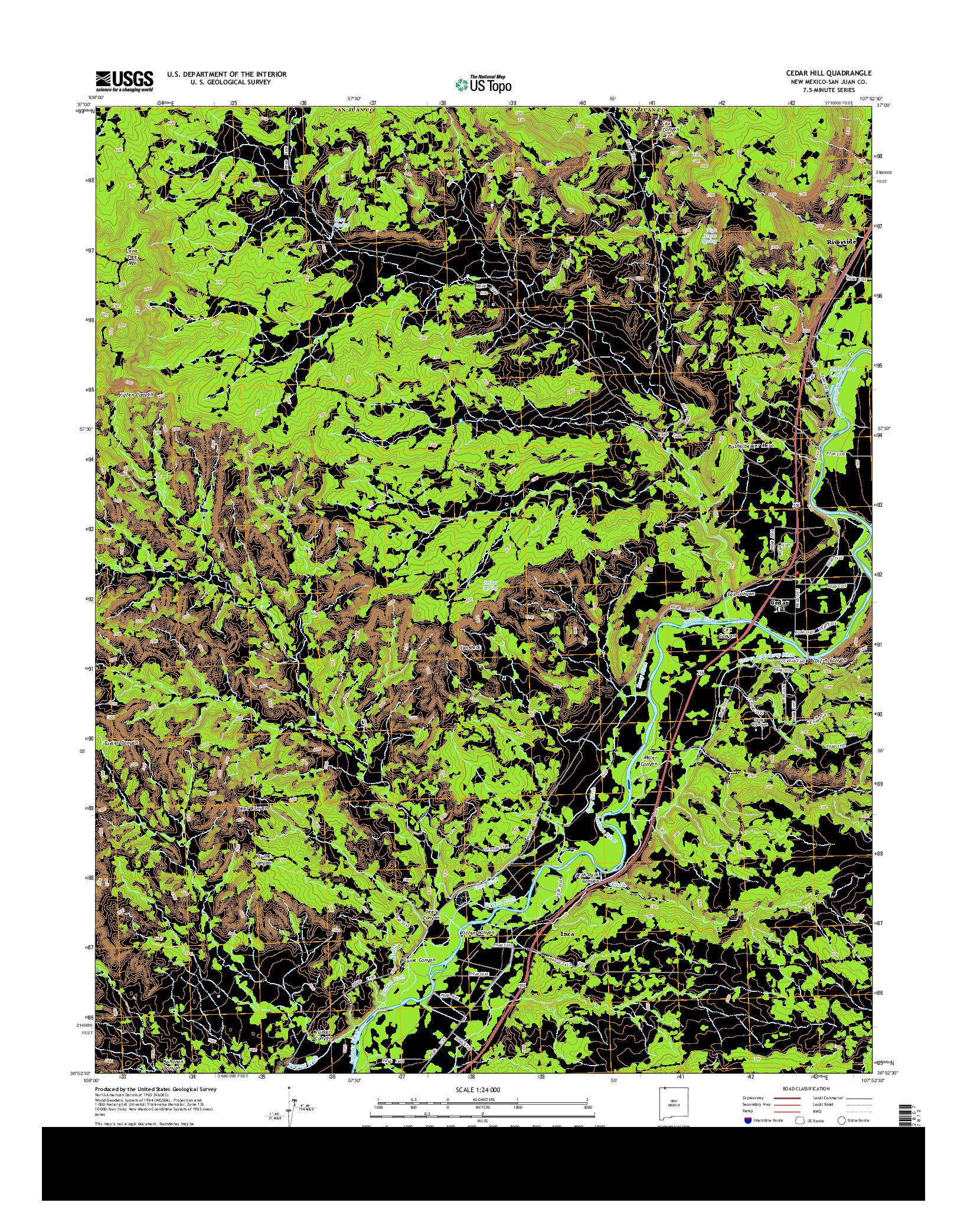 USGS US TOPO 7.5-MINUTE MAP FOR CEDAR HILL, NM 2013