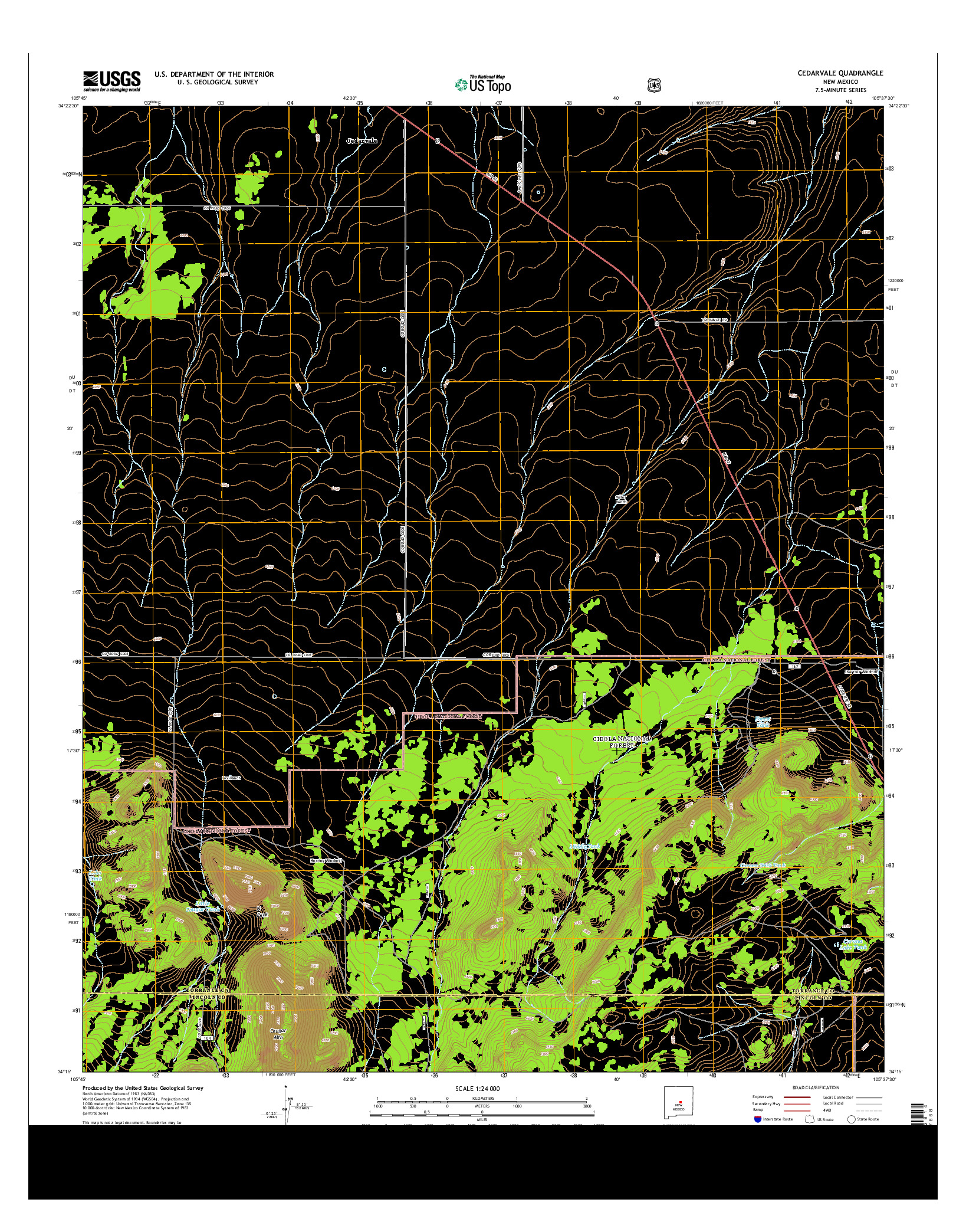 USGS US TOPO 7.5-MINUTE MAP FOR CEDARVALE, NM 2013