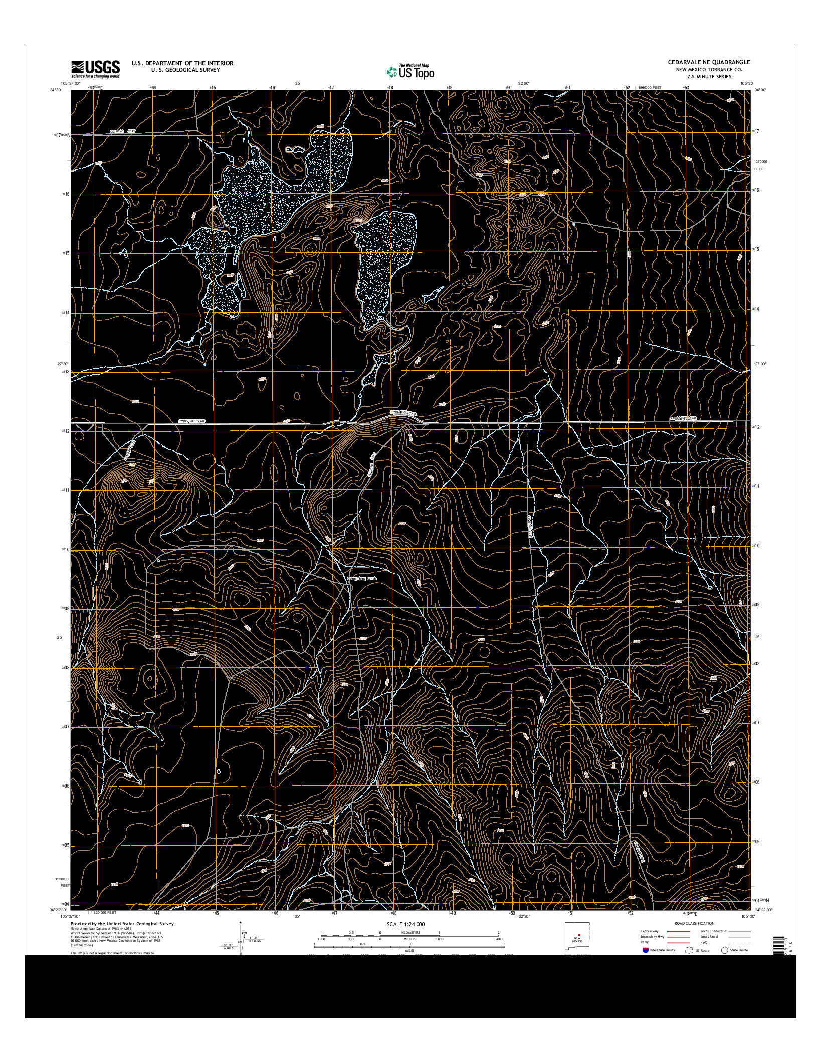 USGS US TOPO 7.5-MINUTE MAP FOR CEDARVALE NE, NM 2013