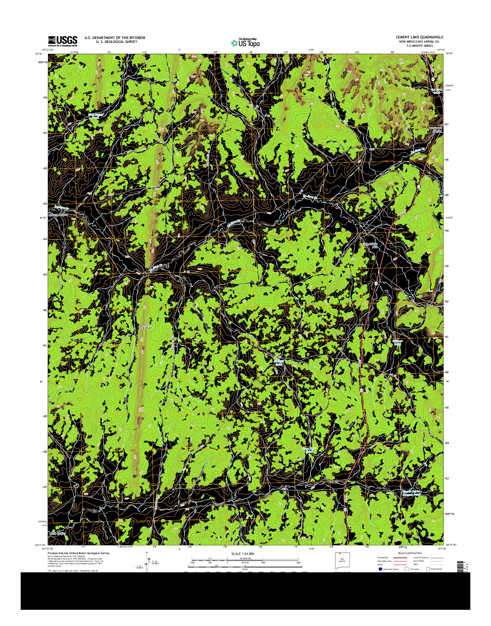 USGS US TOPO 7.5-MINUTE MAP FOR CEMENT LAKE, NM 2013