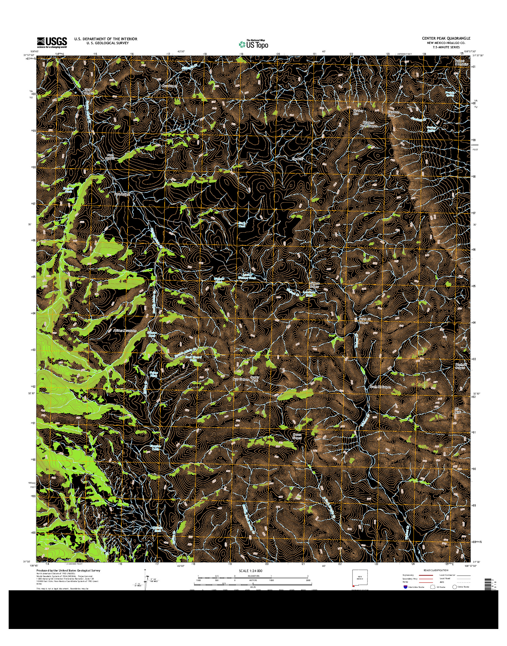 USGS US TOPO 7.5-MINUTE MAP FOR CENTER PEAK, NM 2013