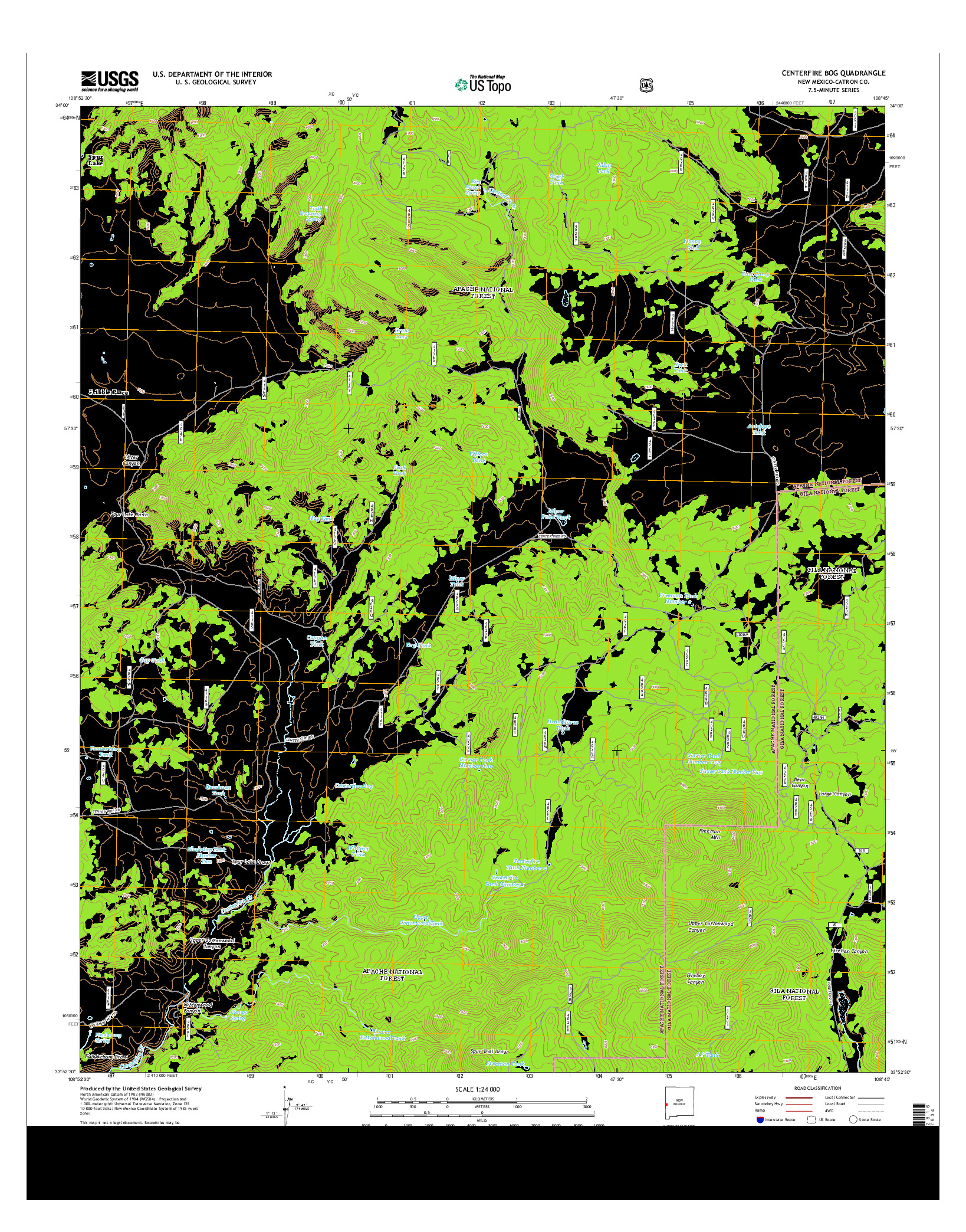USGS US TOPO 7.5-MINUTE MAP FOR CENTERFIRE BOG, NM 2013